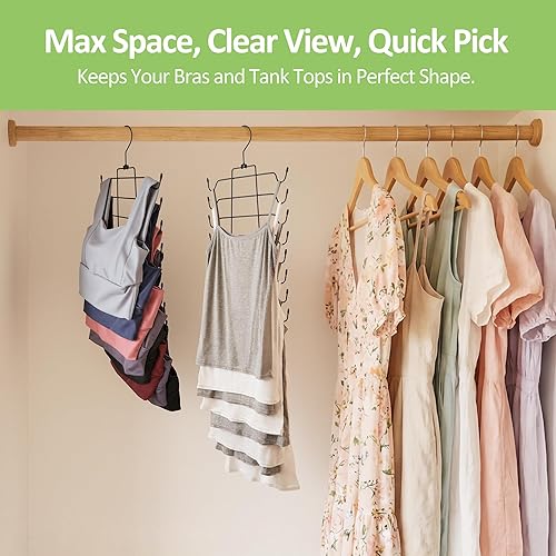 Miniatura 3 de Paquete de 2 ganchos para brasieres para armario, perchas para camisetas sin mangas, gancho de metal resistente que ahorra espacio para brasieres