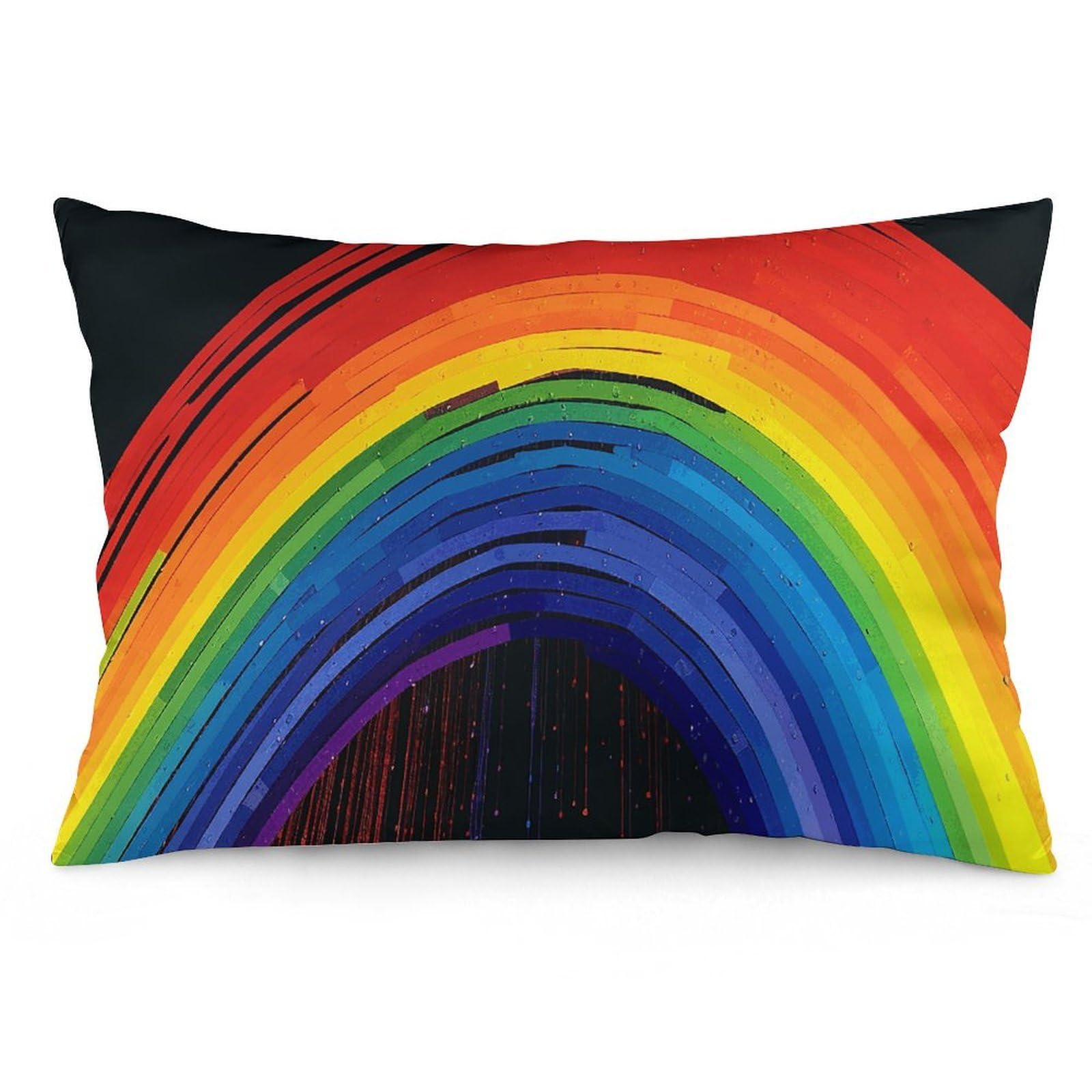2 Pack Pillow Cases for Hair and Skin, Soft Breathable Pillow Case Covers with Hidden Zipper, Rainbow Pillowcase 12 "x20 Pillow Covers for Sleeping Gift