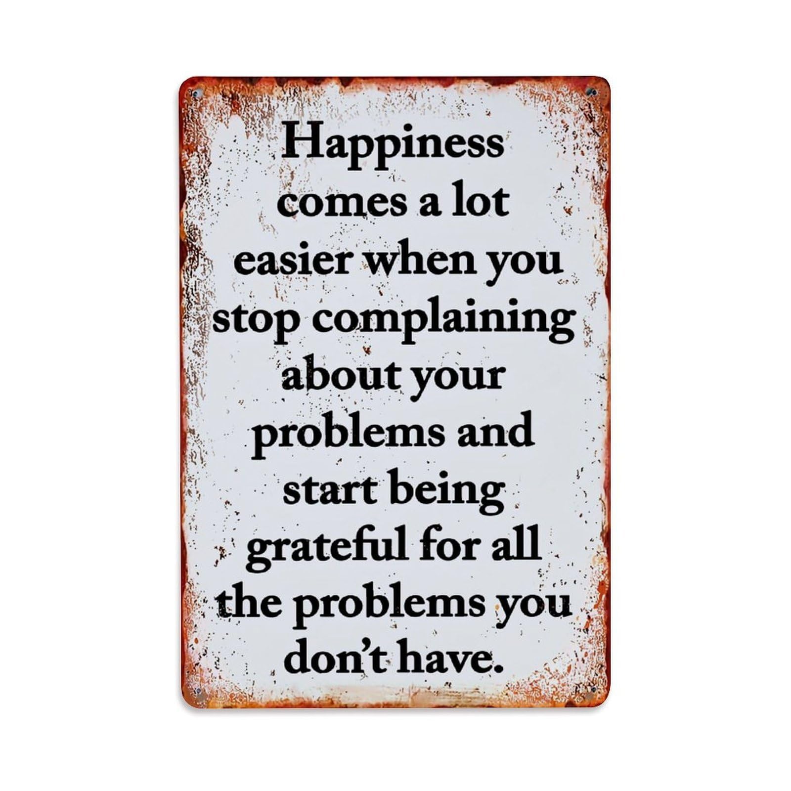 Jdfenggu Vintage Happiness Comes Easier When Grateful Retro Metal Tin Sign, Decor Art Poster For Bar, Home, Man Cave, Kitchen, Laundry Room Gift 8X12inch