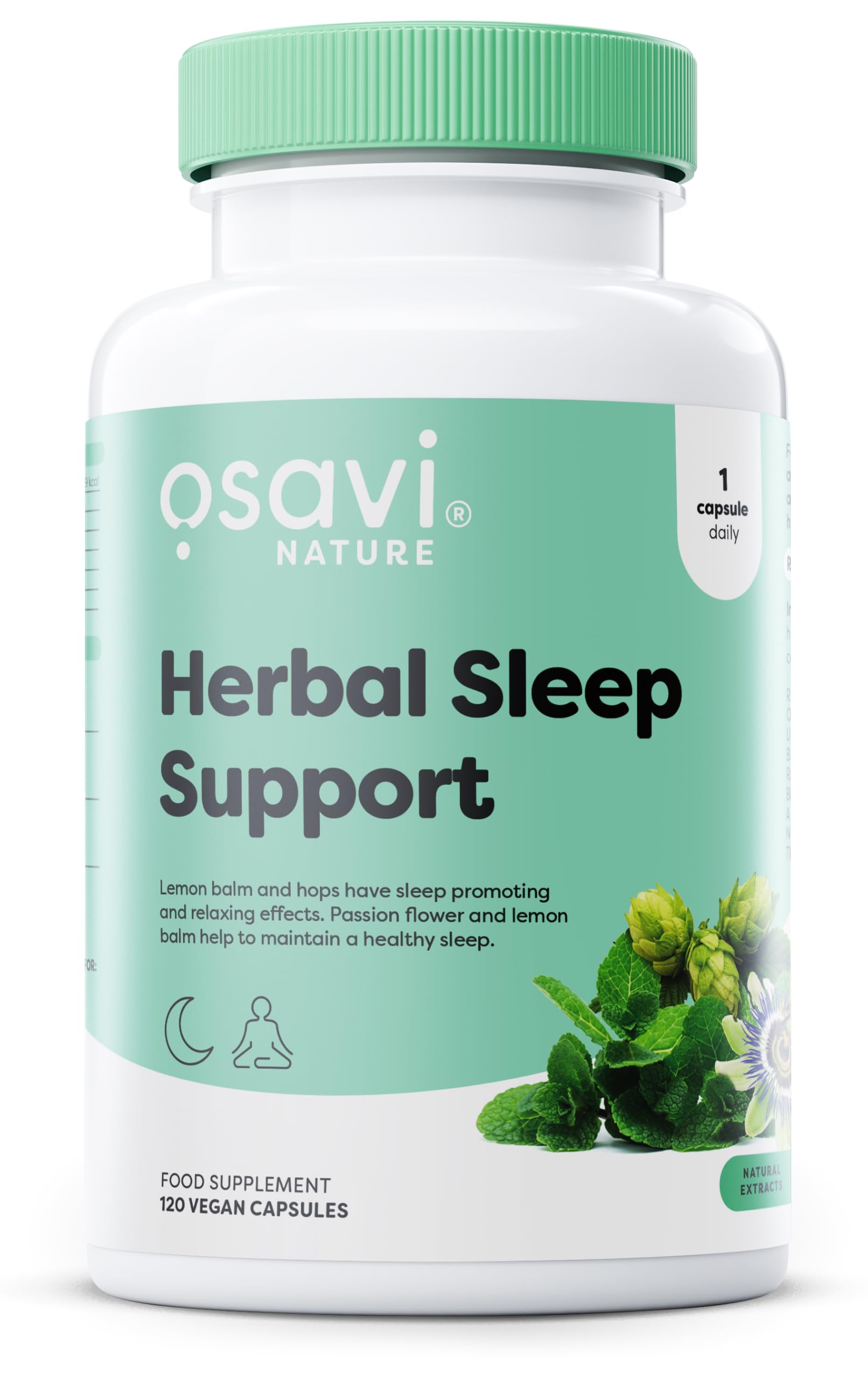 Osavi Herbal Sleep Support – 120 Vegan Capsules | Melatonin Free | Passion Flower, Lemon Balm & Hops for Relaxation & Healthy Sleep | Supports Calmness, Reduces Anxiety & Sleep Disorders | Clean Label