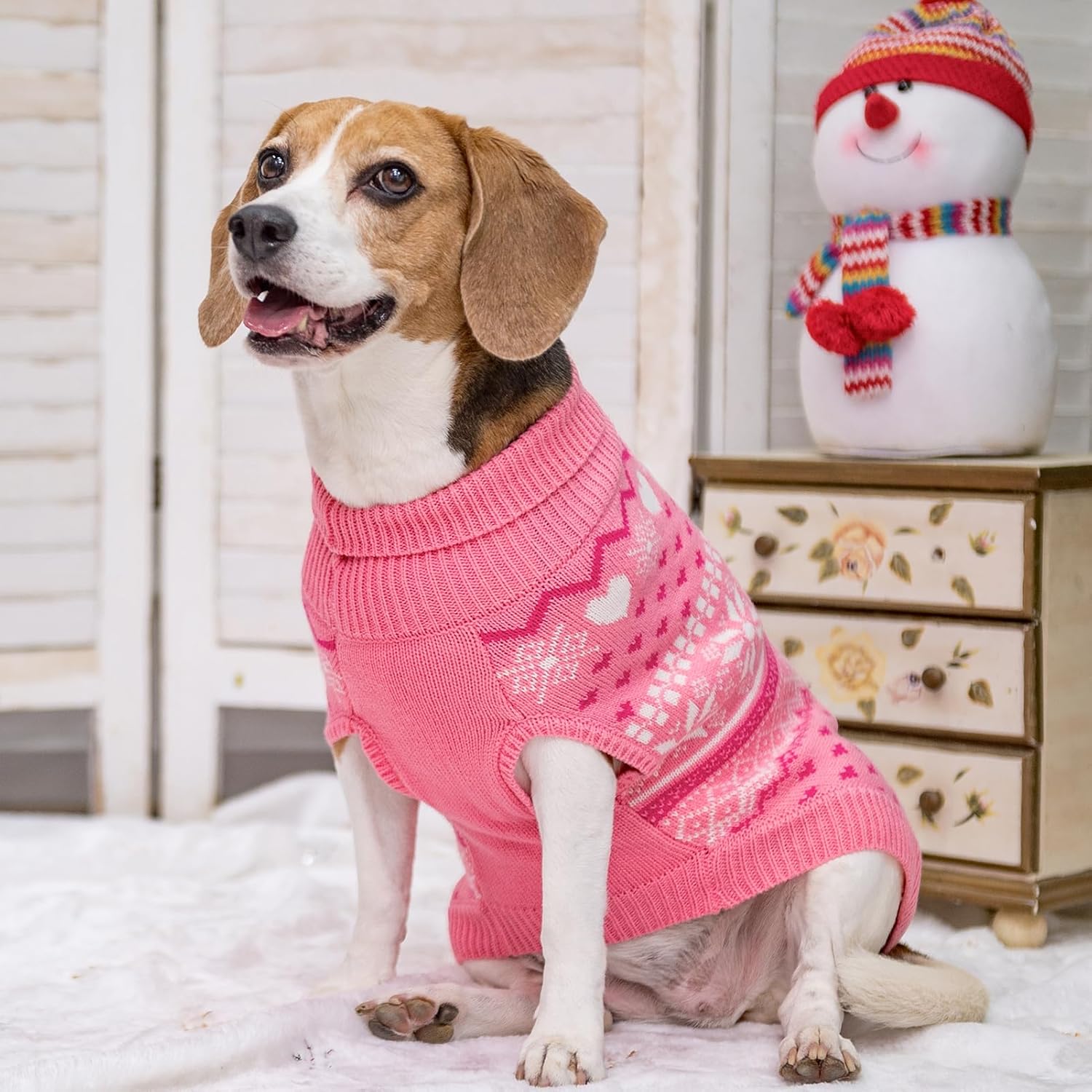 Size M SCENEREAL Dog Sweaters for Medium Sized Dogs - Soft, Warm Turtleneck Pullover Fall Winter Dog Clothes, Knitted Argyle Dog Christmas Outfits, Ugly Pet Clothing for Boy Girl Puppy