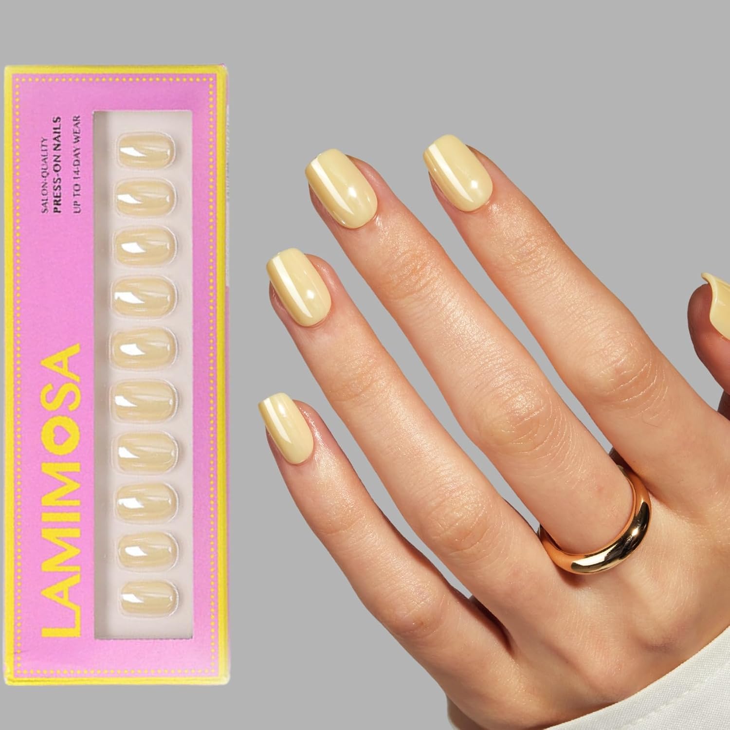 LAMIMOSA Butter Yellow Press On Nails – Soft Gel Kit