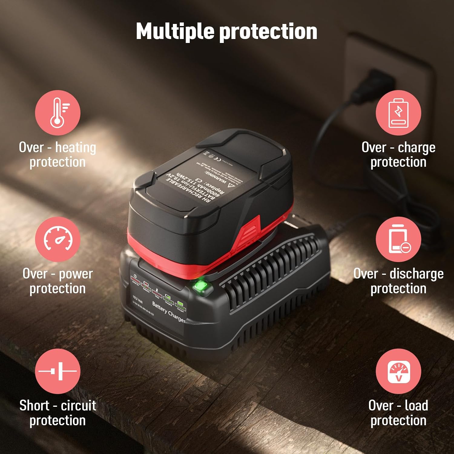 2Pack 19.2V 7.0Ah Replacement Battery and Charger Kit for Craftsman 19.2V Battery C3 1323903 130279005 130211004 11045 315.115410 with19.2 Volt Battery Charger
