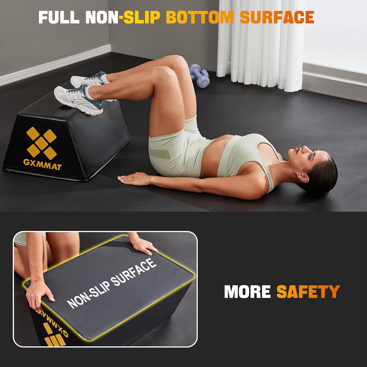 GXMMAT Hip Thrust Bench, Multi-Functional Hip Thrust Machine with Non-Slip Bottom Surface, Hip Thrust Box at Home Gym for Glute Bridge, Push-Ups, Squat, Ab Exercise, and All Body Workout Equipment