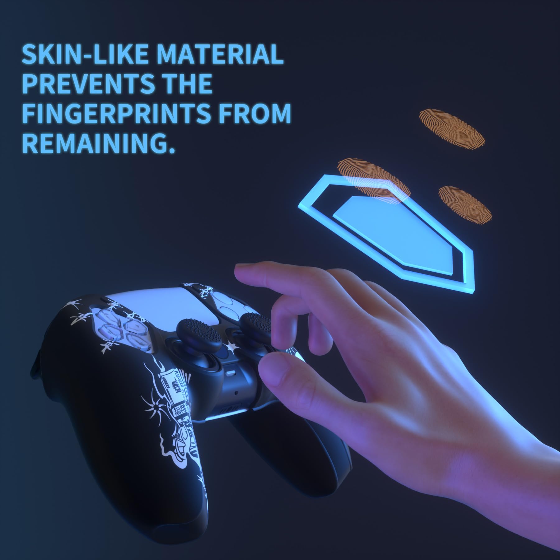 PlayVital Funda de Silicona para ps5 Mando - Cubierta Protectora Antideslizante y Suave con 6 Tapas para Pulgar, Grip Mejorado, Compatible con Base de Carga (Pure Series-Efectivo 100 Dólares) — view 52