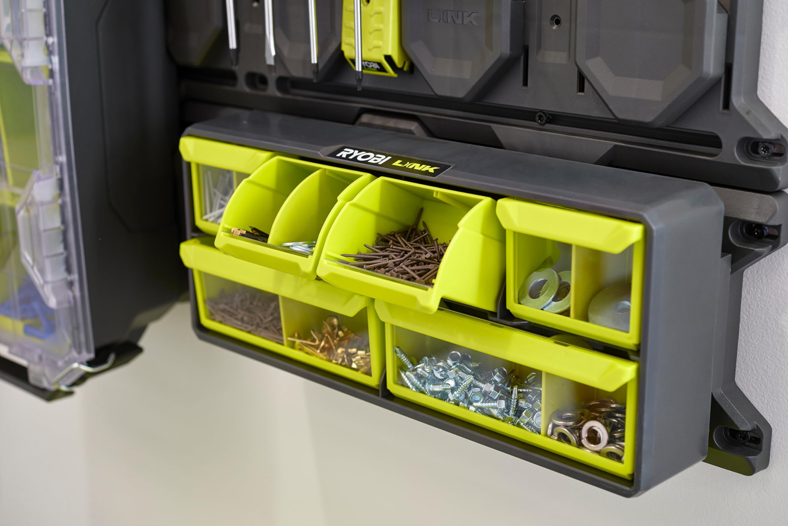 RYOBI RSLW309 - Organizador de contenedores extraíbles y separadores ajustables - Carga máxima: 9 kg - Sistema RYOBI LINK