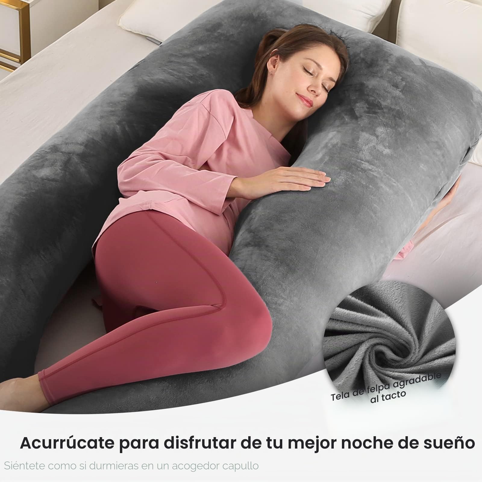 Wndy's Dream Cojín de Lactancia para Embarazo, 160 cm, XXXL en Forma de U, para Madres Grandes