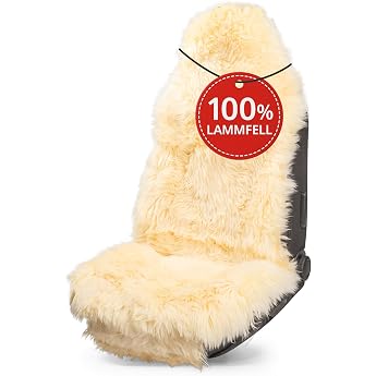 Walser Premium Lambskin Seat Cover Marla 100% Lambskin Car Seat Cover with 5 cm Wool Height Seat Protector Fur Seat Cover Car Seat Protector Fur Protective Cover Fur Beige