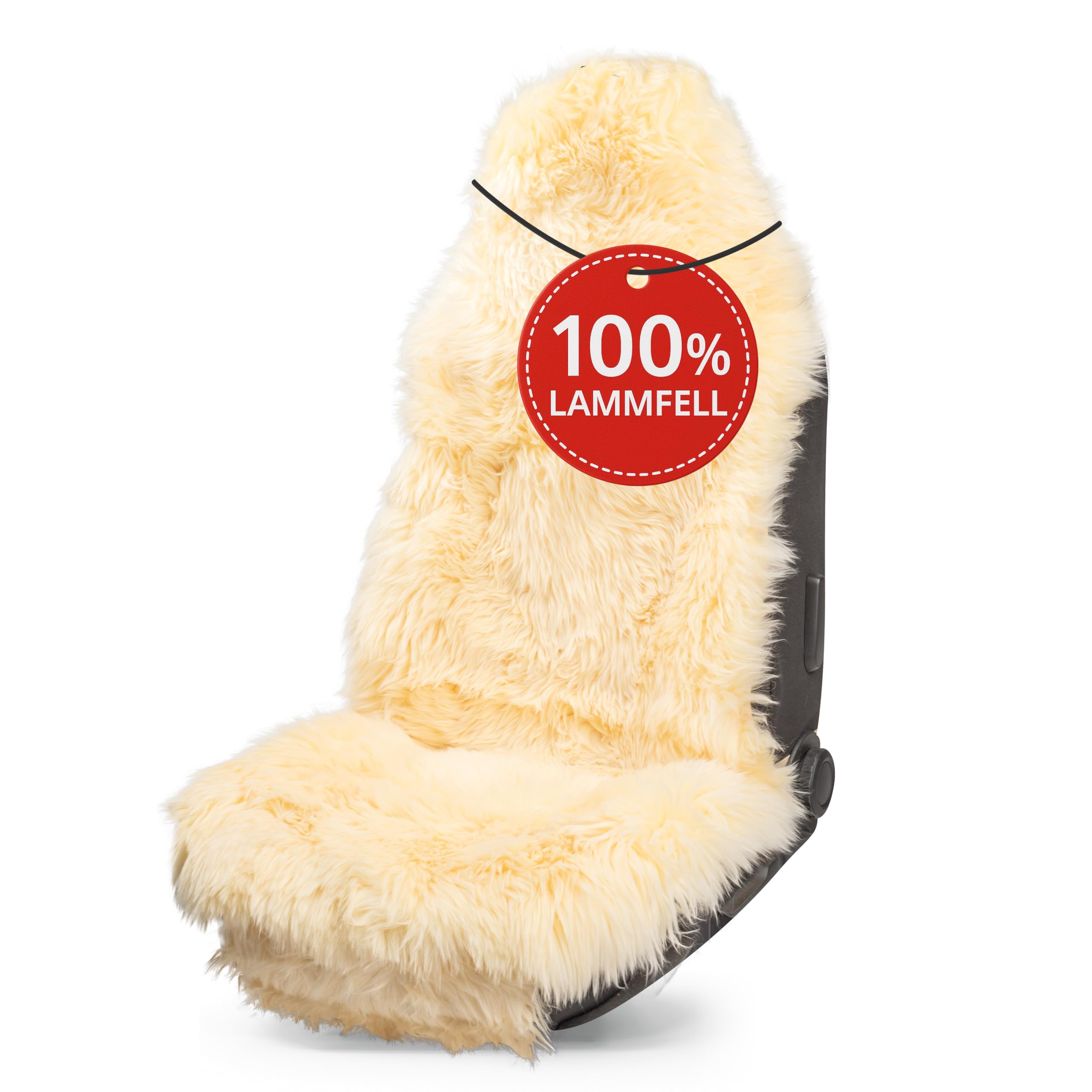 Walser Premium Lammfell Sitzauflage Marla, 100% Lammfell Autositz Sitzauflage mit 5cm Wollhöhe, Sitzschoner Fell, Sitzbezug Auto, Sitzschoner Fell, Schonbezug Fell beige