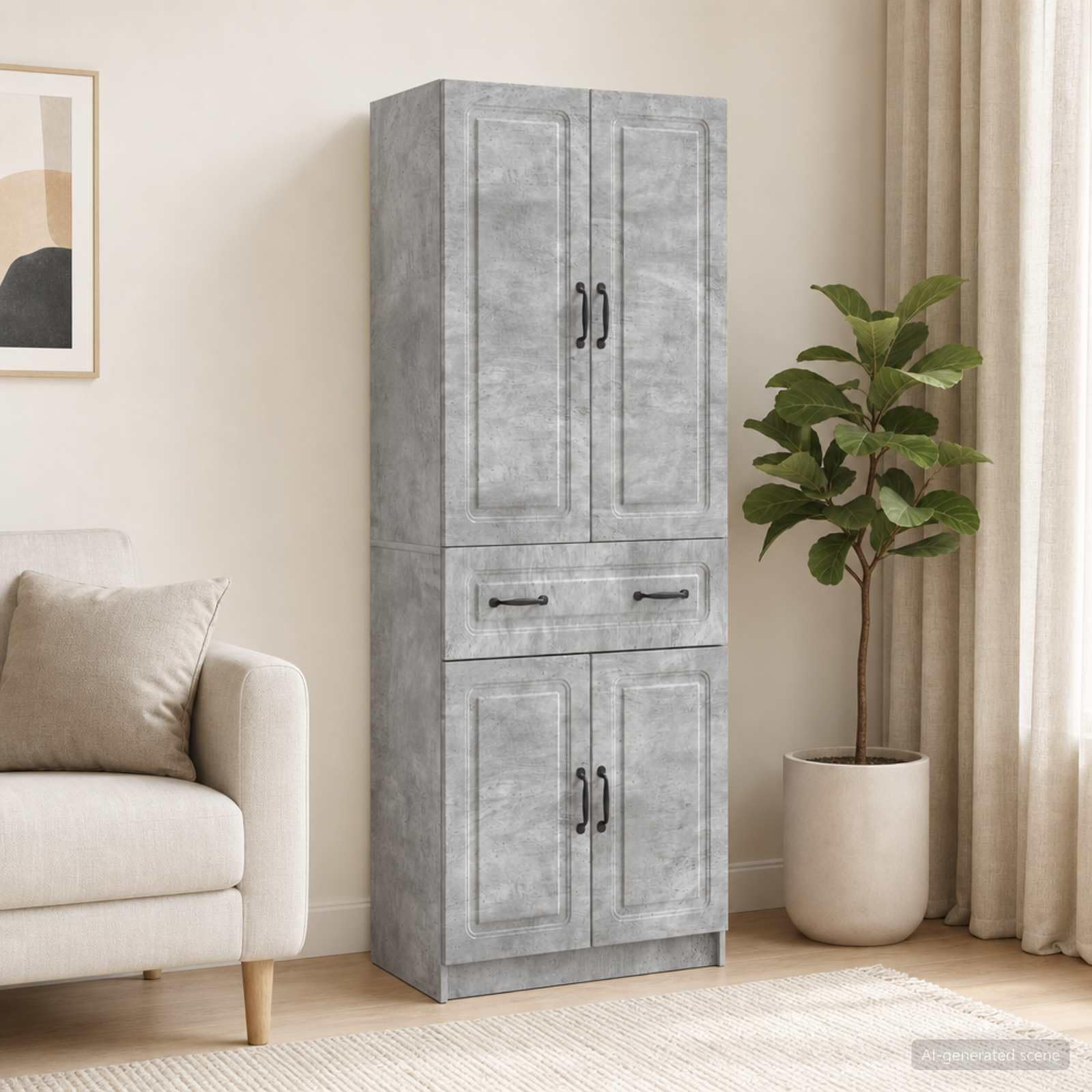 Set di 2 armadi in legno grigio cemento