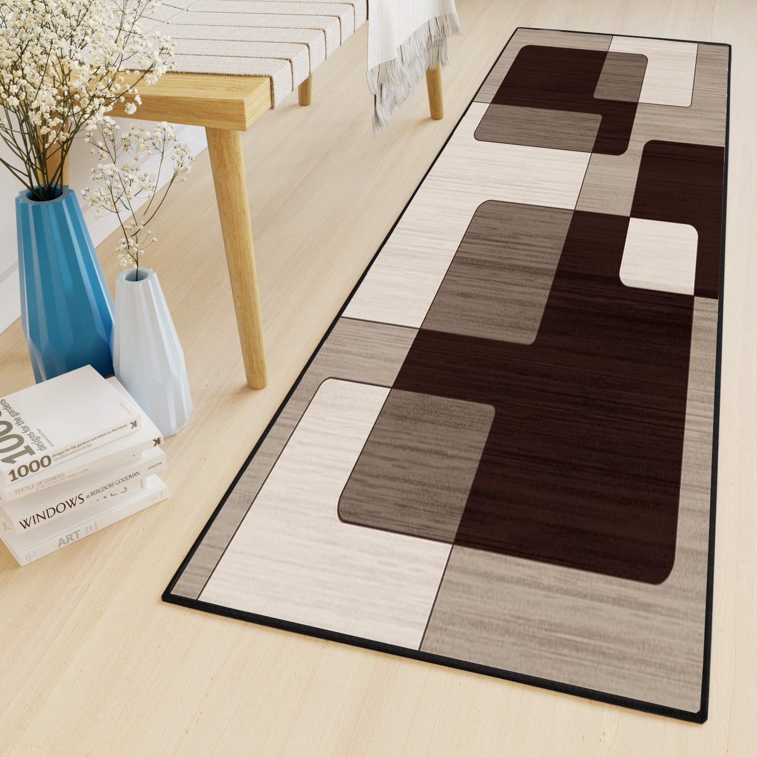 Générique Tapis Imitation Laine, Moelleux et Doux, Grand Tapis, antidérapant, pour Chambre à Coucher, Salle à Manger, Couloir - 40 x 100 cm