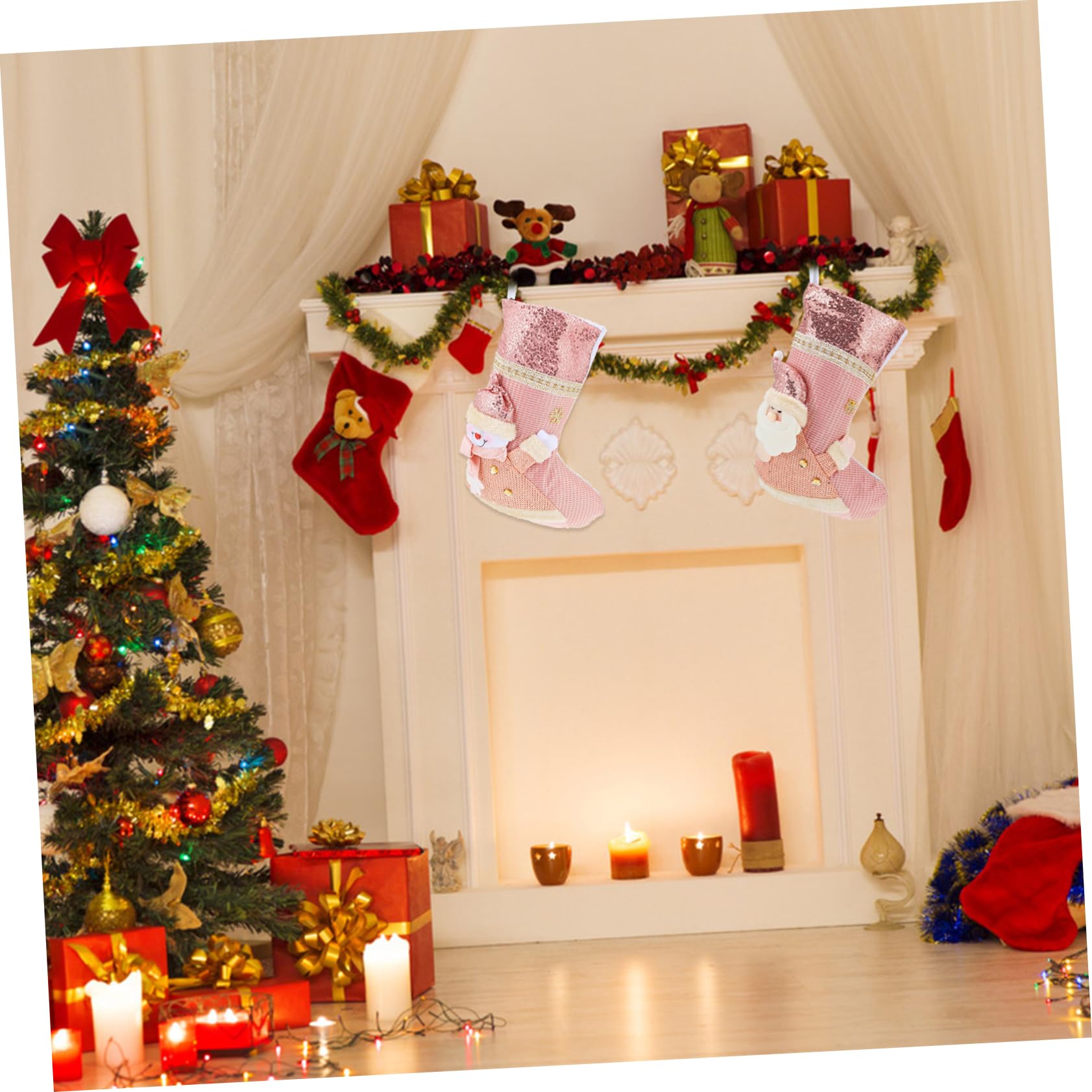 3piezas Medias Navideñas Colgantes Diseño De Caricaturas para Decoración De y Dulces Navidad para Árbol y Fiestas Infantiles