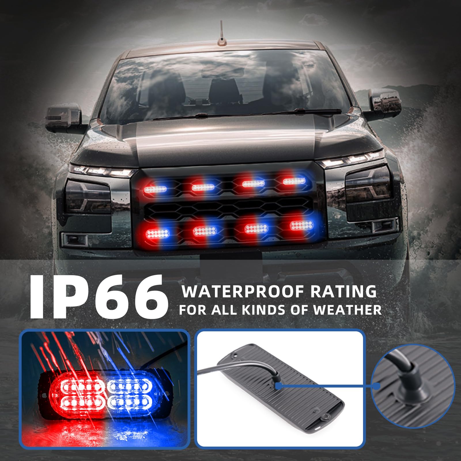 2 x 24LED Feux Stroboscopique 12-24V Ultra Mince d'urgence Danger