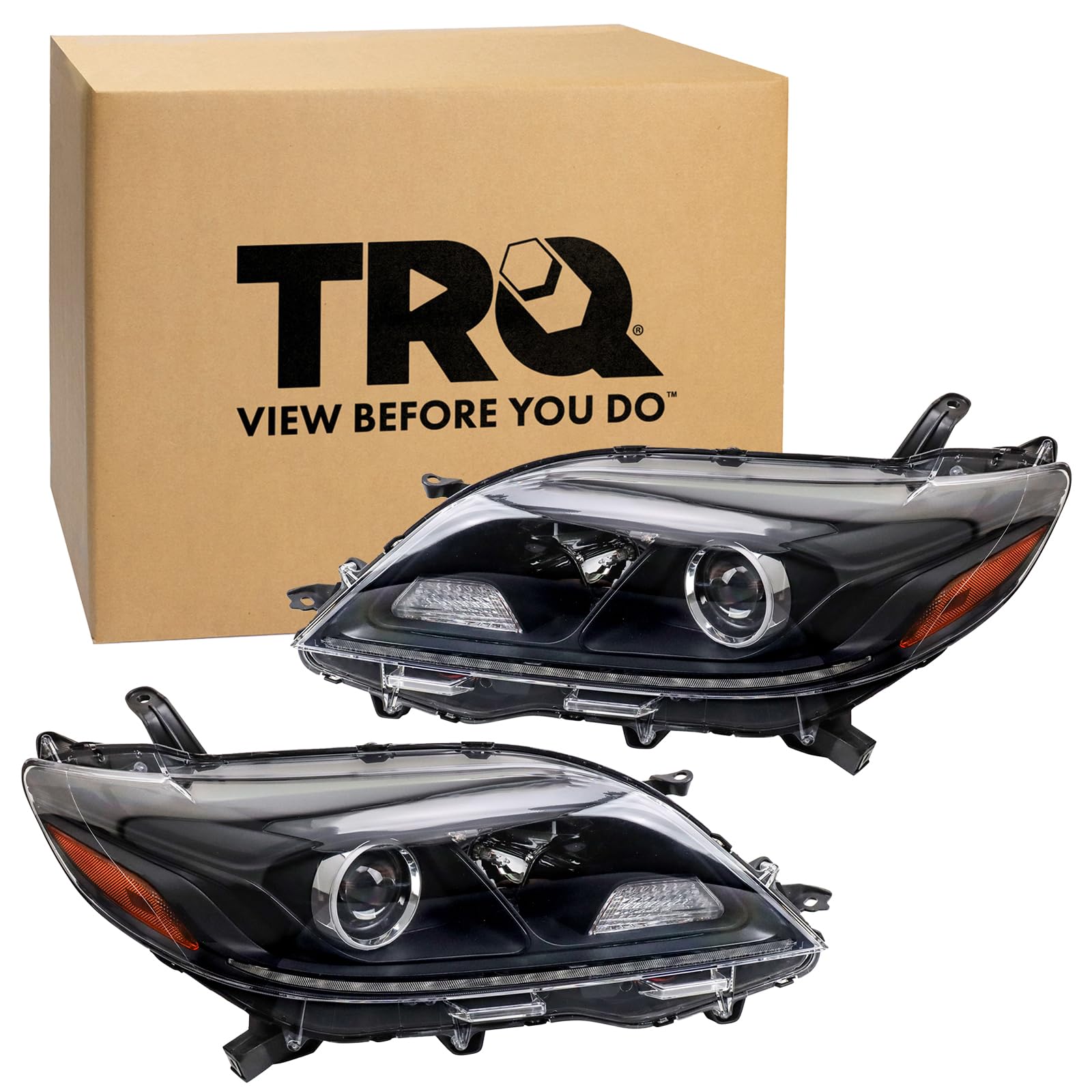 TRQ Headlight Assembly Set Headlights Driver & Passenger Side Compatible with 2020 Toyota Sienna TO2502289 TO2503289