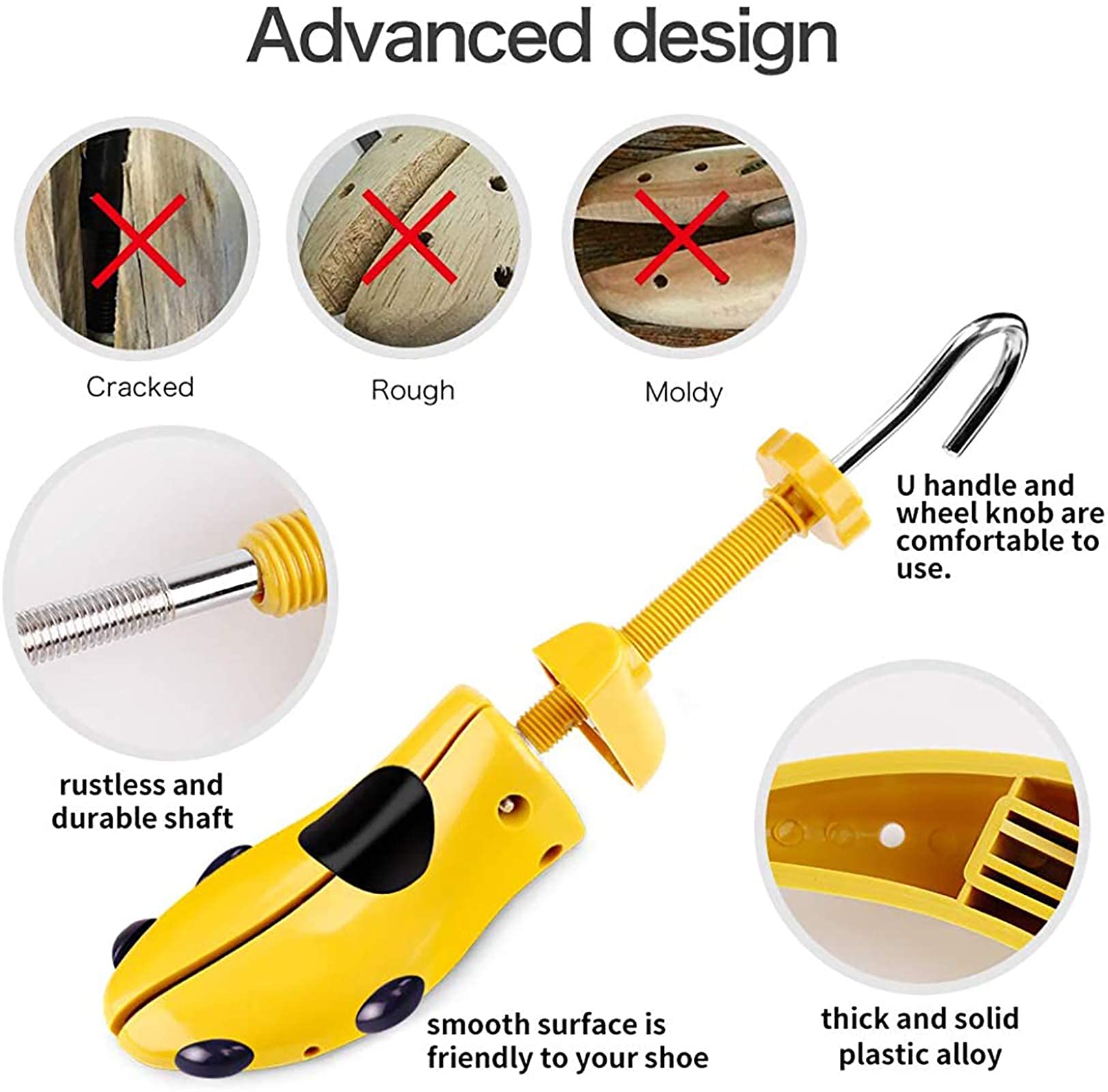 Schuhspanner 4-fach Schuhspanner Expander Dehnung Länge Breite Höhe, Gelb für Herren Größe 38-42/Damen Größe 38-42,