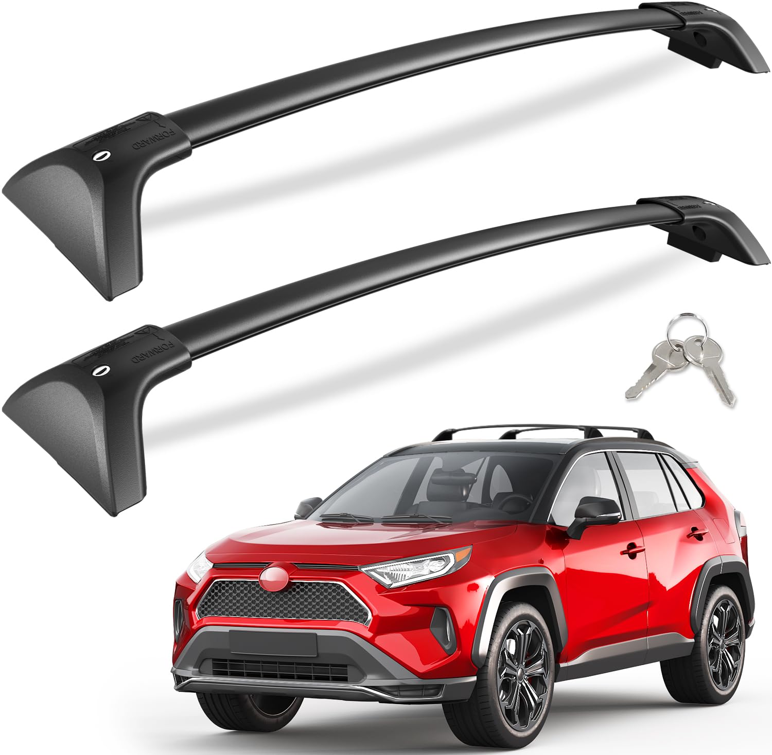 KINGGERI Lockable 260lbs Roof Rack Cross Bars Fit for Toyota RAV4 2019-2025