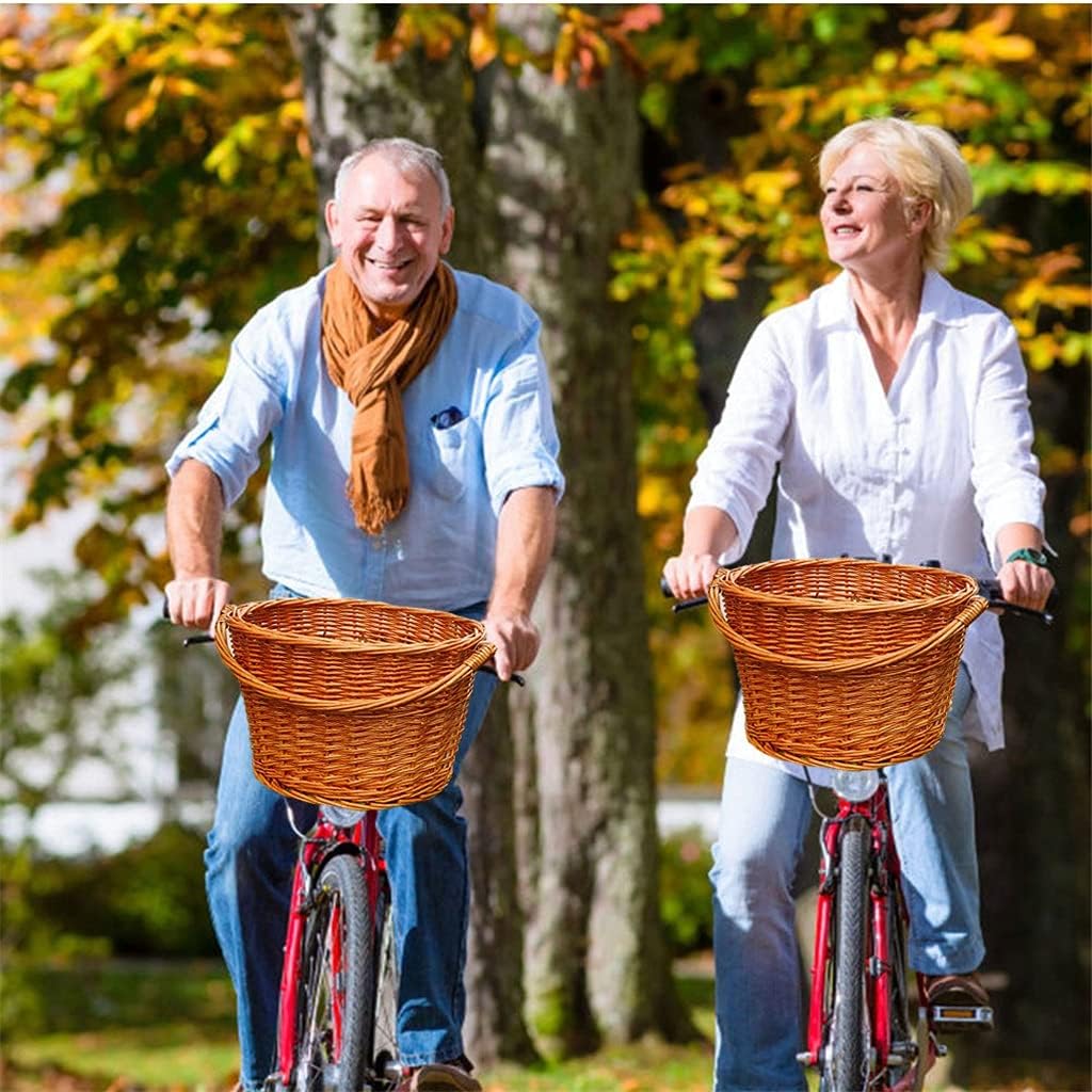 Bike Woven Basket Detachable Front Handlebar Crate Artificial Weaving Wicker Universal