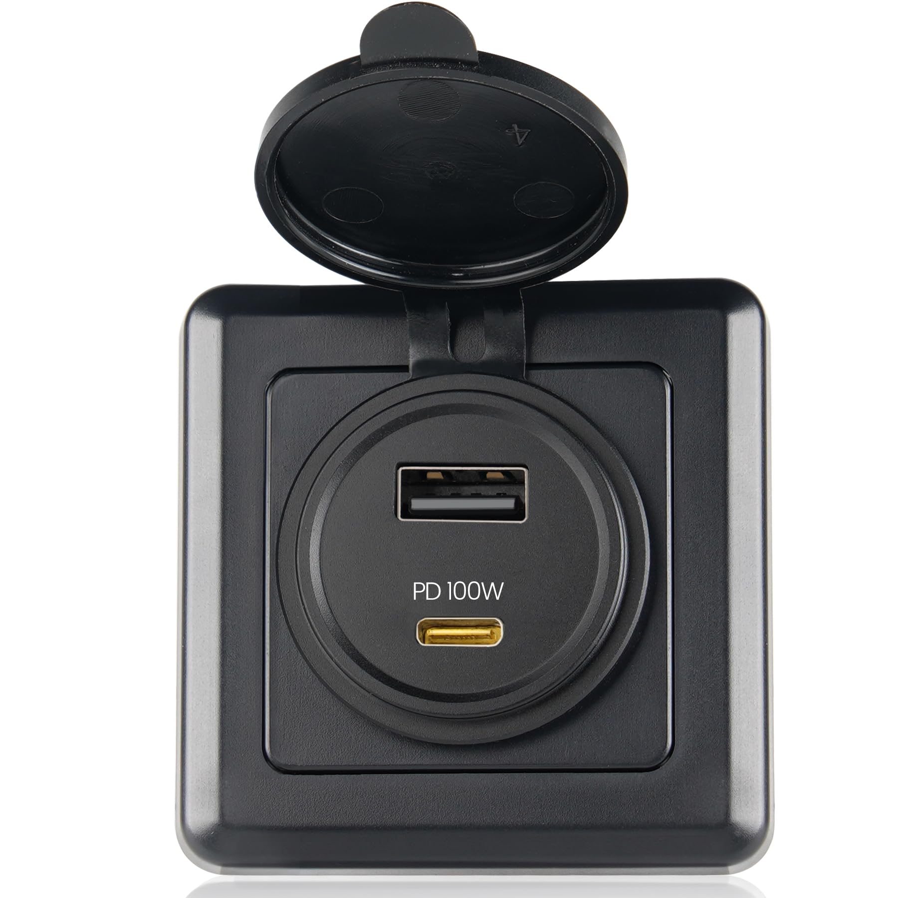 118 W Wohnmobil USB Steckdose, 100 W PD und 18 W USB-A Dual-Port-Steckdose, leistungsstarkes USB-C-Schnellladegerät, Laptop, Tablet, Handys, ideal für Wohnmobil, Boot, Anhänger (1er-Pack) (1er-Pack)