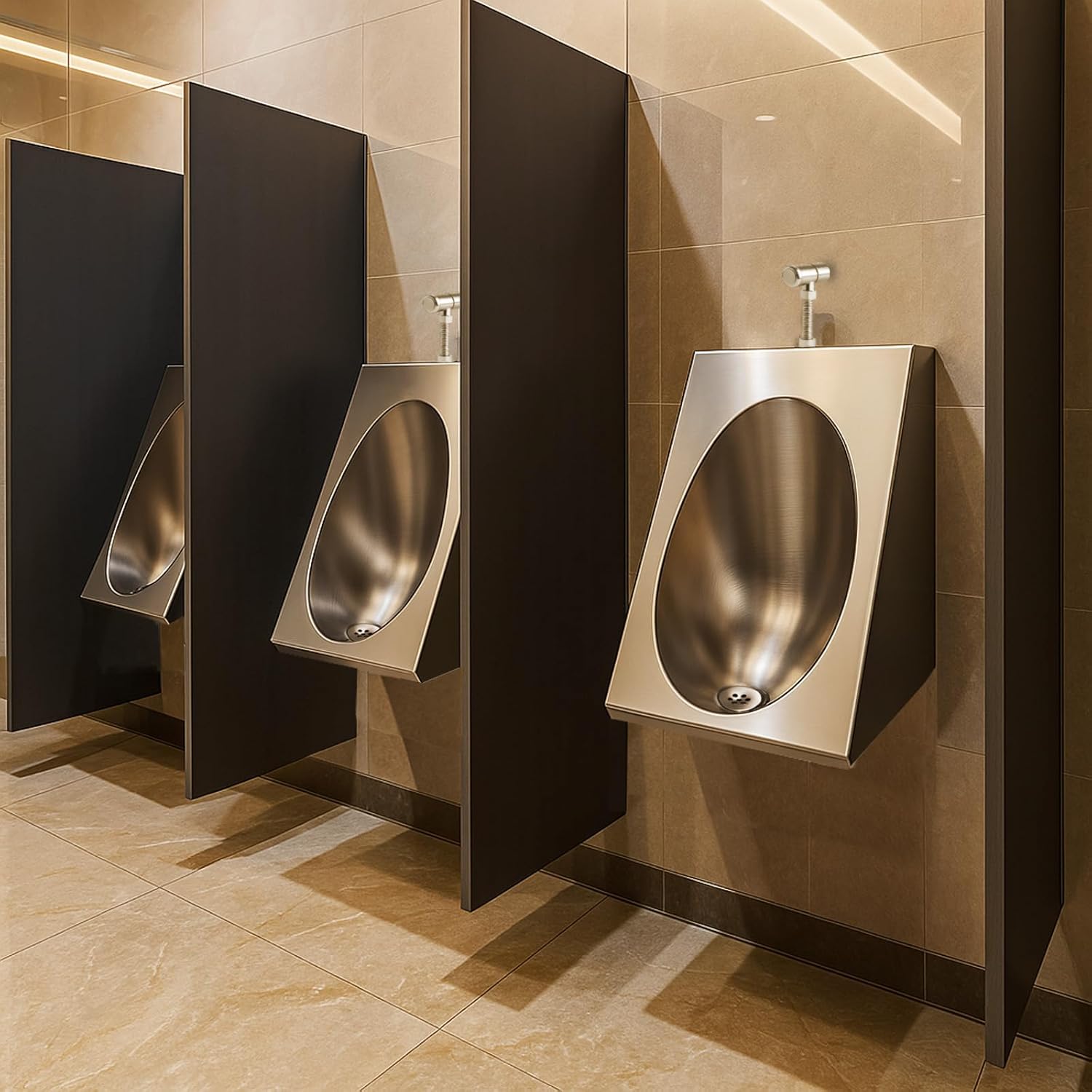Stainless Steel Urinal, Stainless Urinals with Anti-Splash Design, Men's Stainless Steel Urinal is Easy to Install and Commonly Used in Shopping Malls, Schools, Construction Sites, Public Toilets