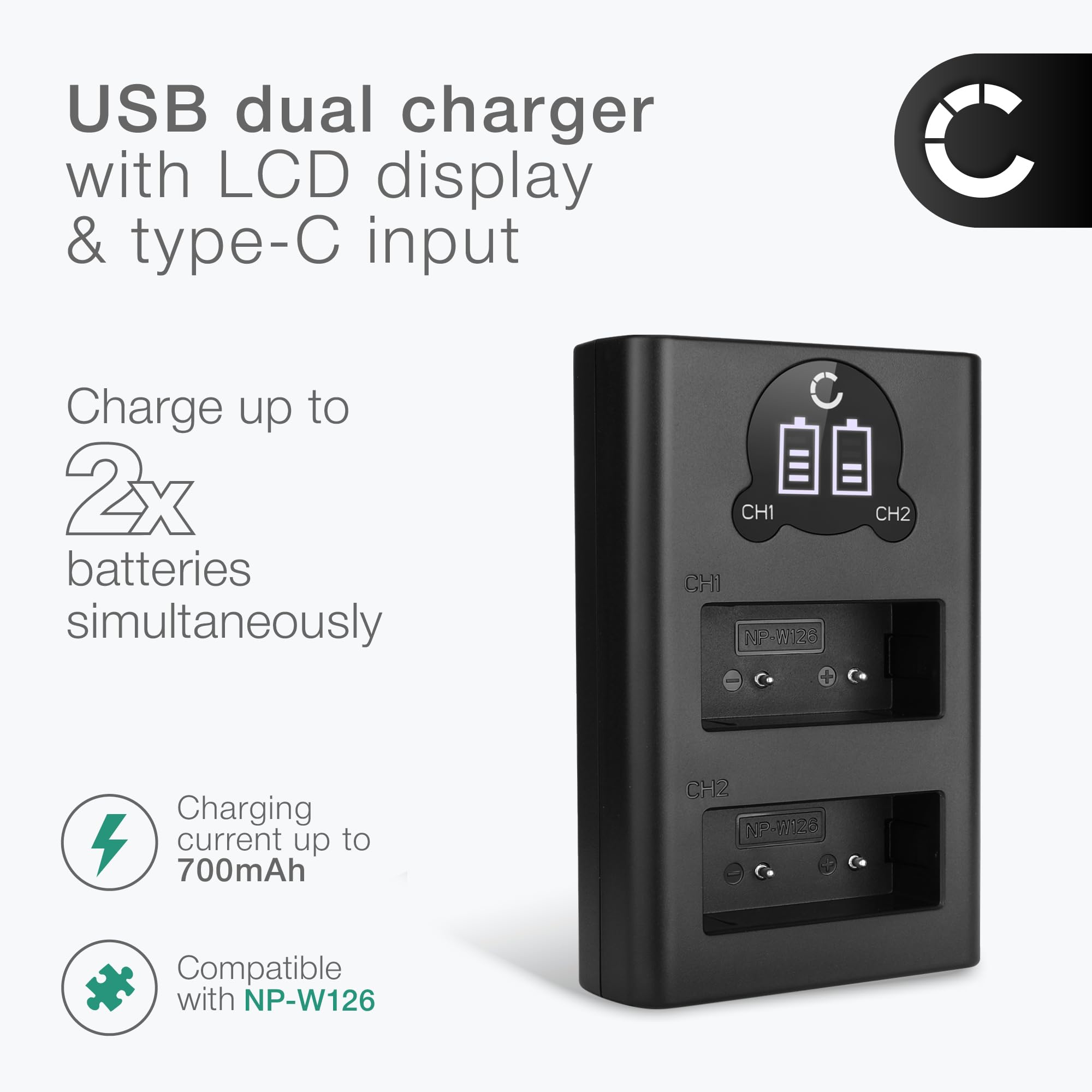 CELLONIC NP-W126S NP-W126 Dual Schnellladegerät kompatibel mit kompatibel mit FujiFilm NP-W126S BC-W126 + USB Kabel Akkuladegerät Ladekabel Dual Ladegerät