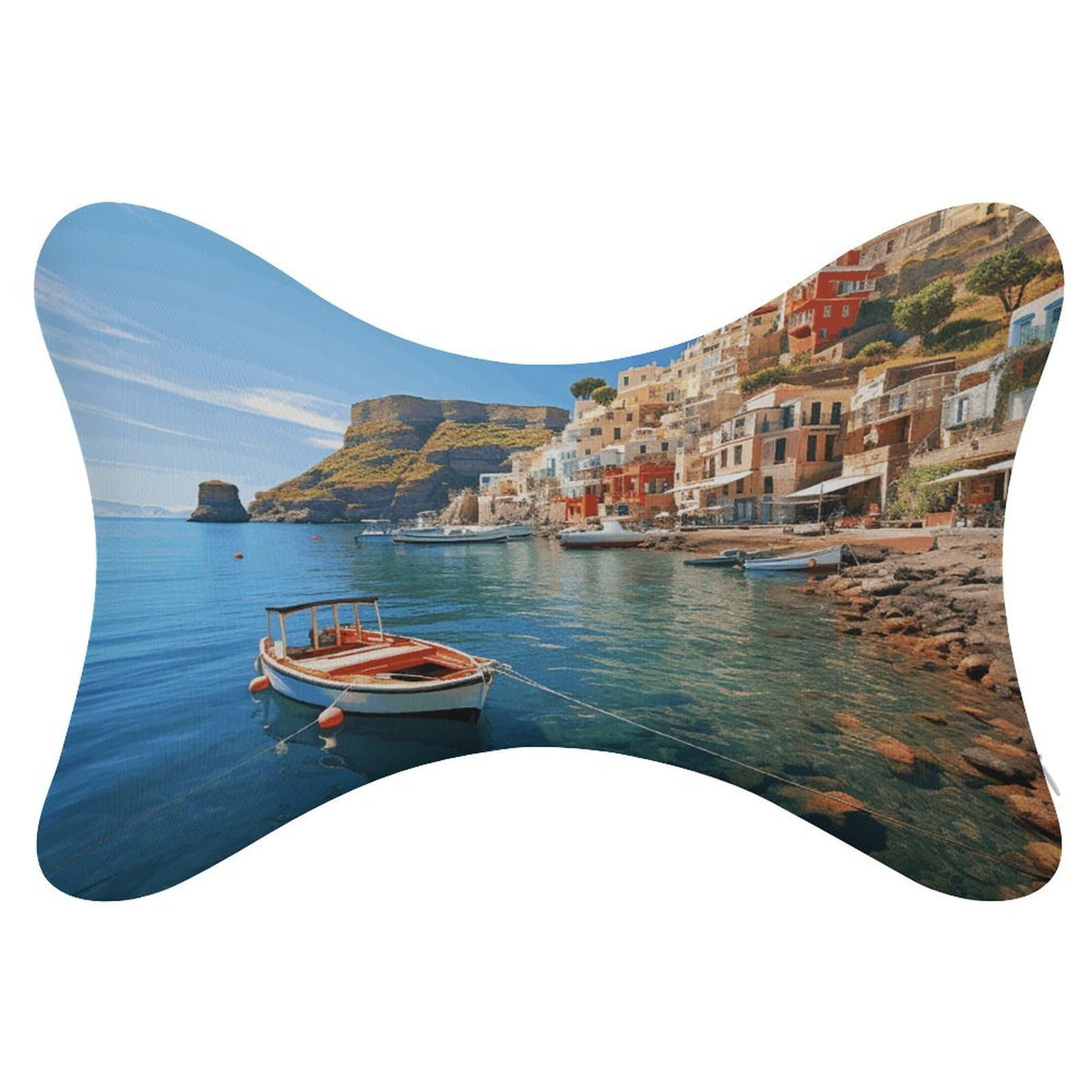 Adfgyerh Style Seaside Town Pillow ，Memory Foam Pillow Core，Cushion,Provide Neck Support，Car Pillows For Travel Car Seats And Home Offices.