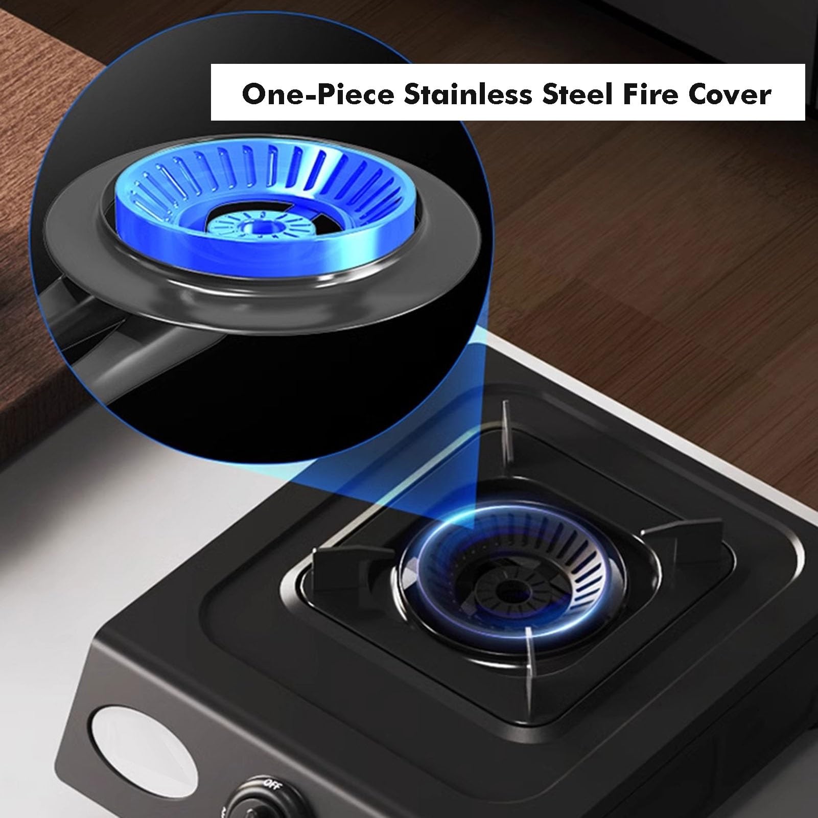 1 quemador de gas, quemador de wok de alta potencia de 5,0 kW con protección contra llamas, ideal para cocina doméstica y cocina profesional