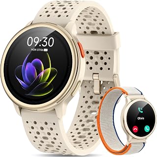 Quican Smart Watches for Women Men, Answer/Make Call, 1.27" AMOLED Fitness Watch with Heart Rate/Sleep/SpO2 Monitor, 120+ Sports, 3ATM Waterproof Activity Tracker Smartwatch for Android iOS, 2 Straps