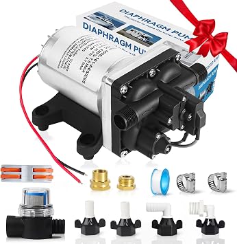 12V RV Water Pump 4008-101-A65/E65 | 3.0 GPM - 55 PSI | Camper RV Water Pump | Self-Priming & Quiet Diaphragm Pump | Thermal Protection & Dry Run Safe Luxury 4008-101-A65/E65