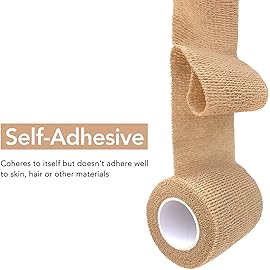 RISEN Cohesive Bandage 2 x 5 Yards, 6 Rolls, Self Adherent Wrap Medical Tape, Adhesive Flexible Breathable First Aid Gauze Ideal for Stretch Athletic