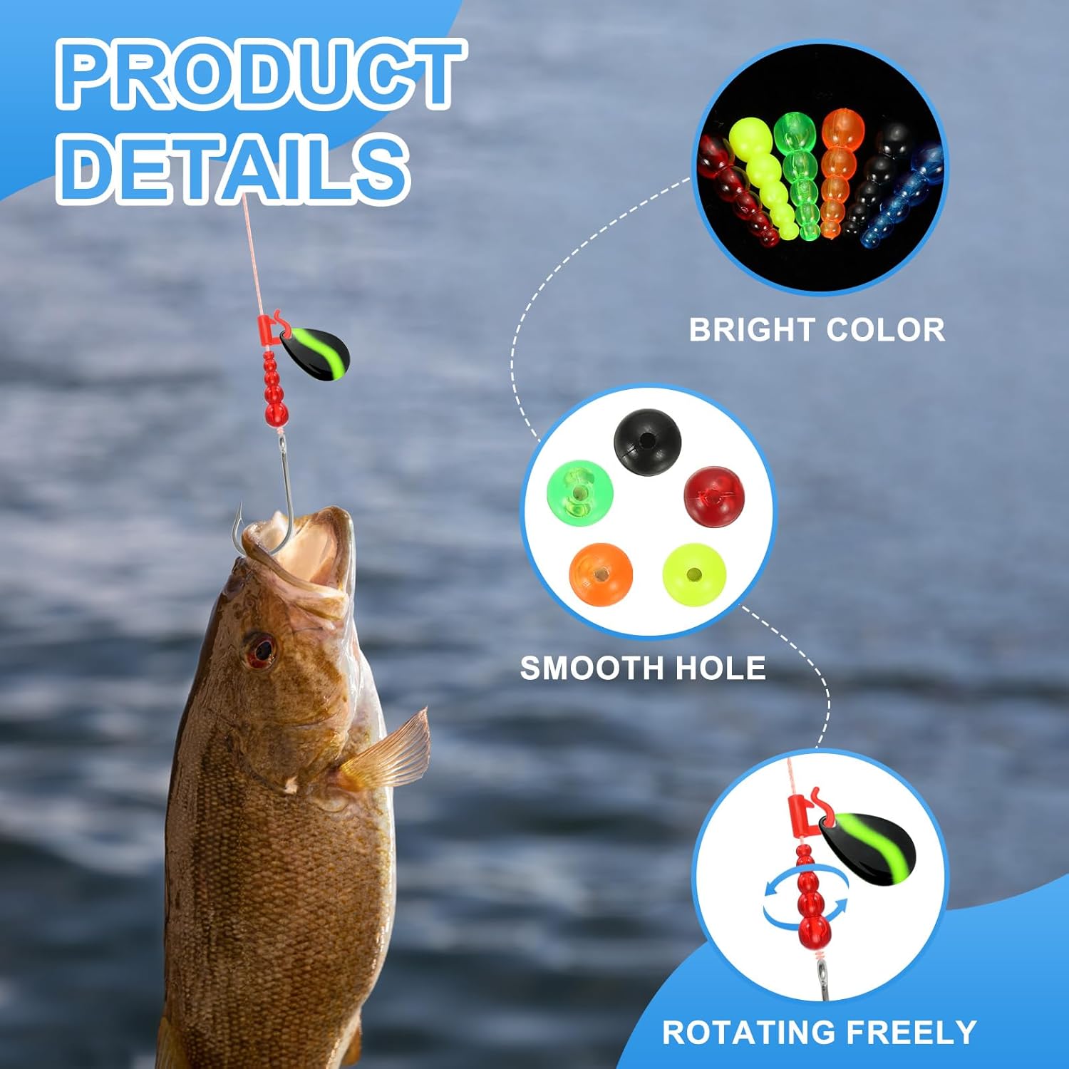 PATIKIL Stacked Fishing Beads, Plastic Fishing Bead Trout Beads Tackle Trout Walleye Spinner Rig Lure Making Supplies