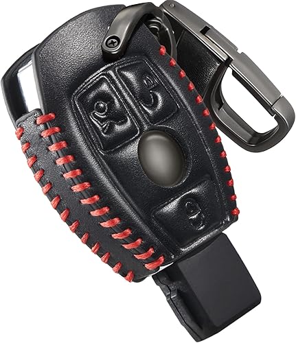 Slohif Accesorios para llavero Benz para Mercedes A C E S Class GLK CLA GLA GLC GLE CLS SLK AMG E260l C200l 3 botones funda de cuero  anillo en D
