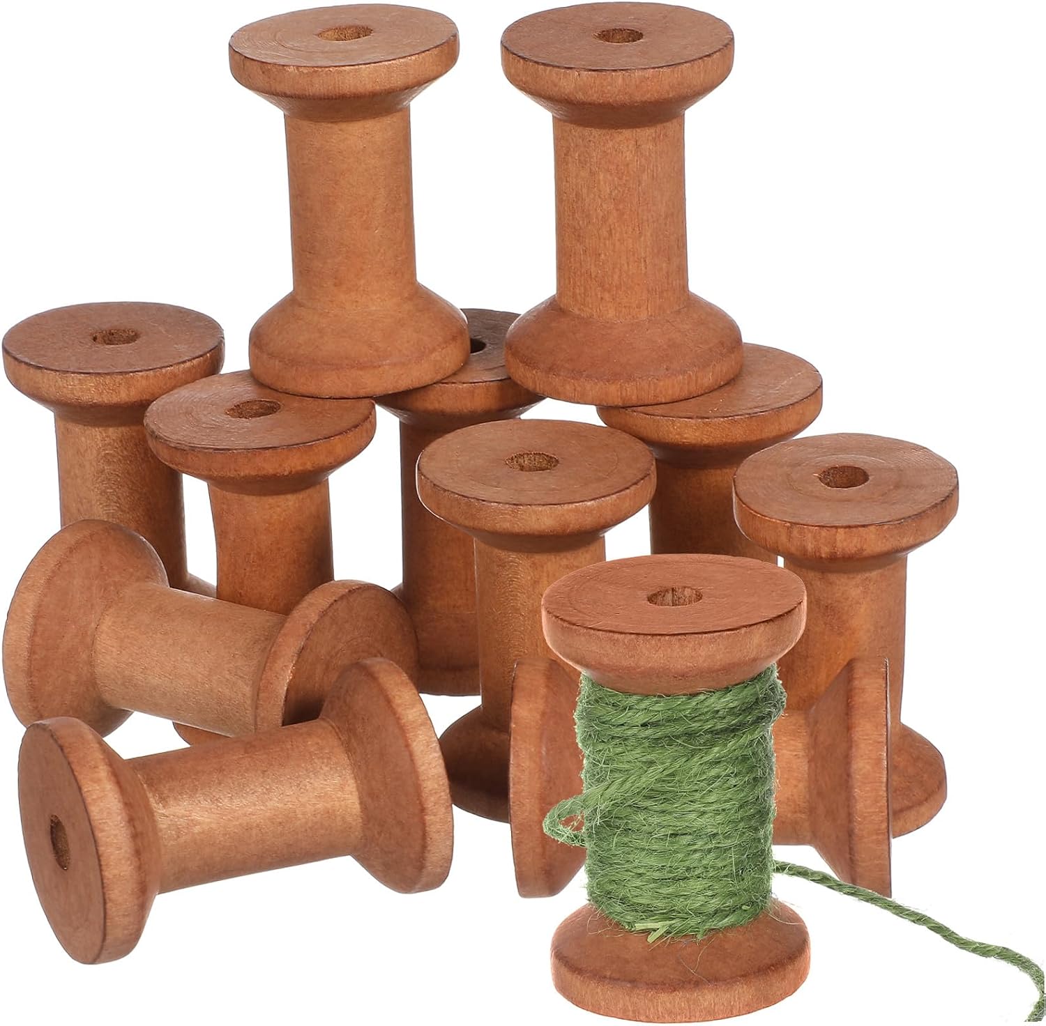 jojofuny 20 Pack Empty Wooden Thread Spools 1.96 X 1.37 Inch Rustic Birch Wood Bobbins for Sewing Yarn Ribbon Storage and DIY Crafts Smooth Sanded Surface