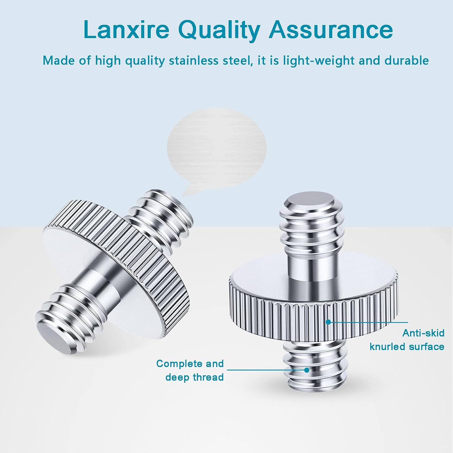 1/4" Male to 1/4" Male Threaded Tripod Screw Adapter, Double Head Stud Mounting Thread Converter for Camera, Monitor, LED Light, Microphone, Shoulder Rig - 2 Packs image 3