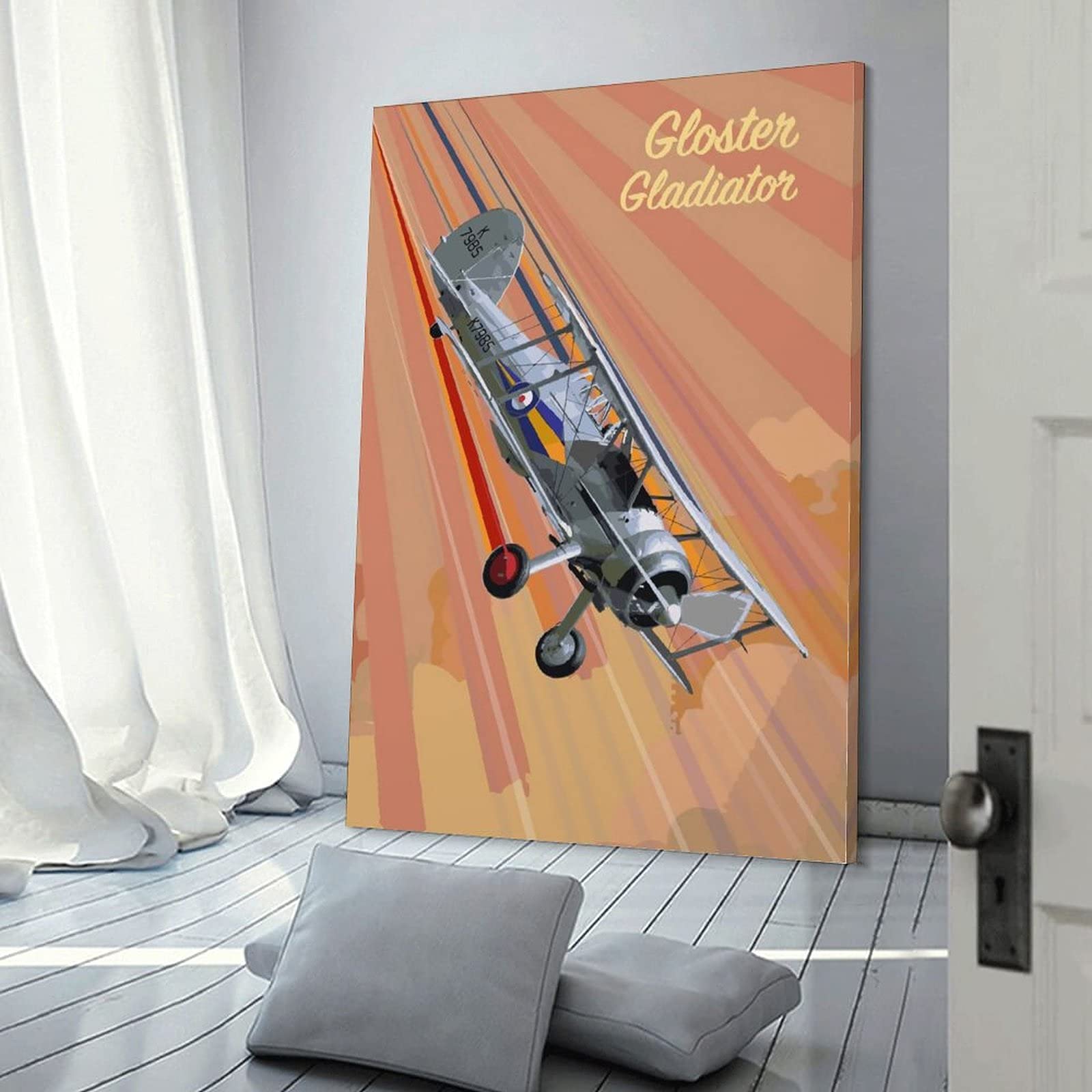 Gloster Gladiator Pop Art Poster su tela con stampa artistica da parete e da parete Modern Family Bedroom Decor Poster 40 x 60 cm