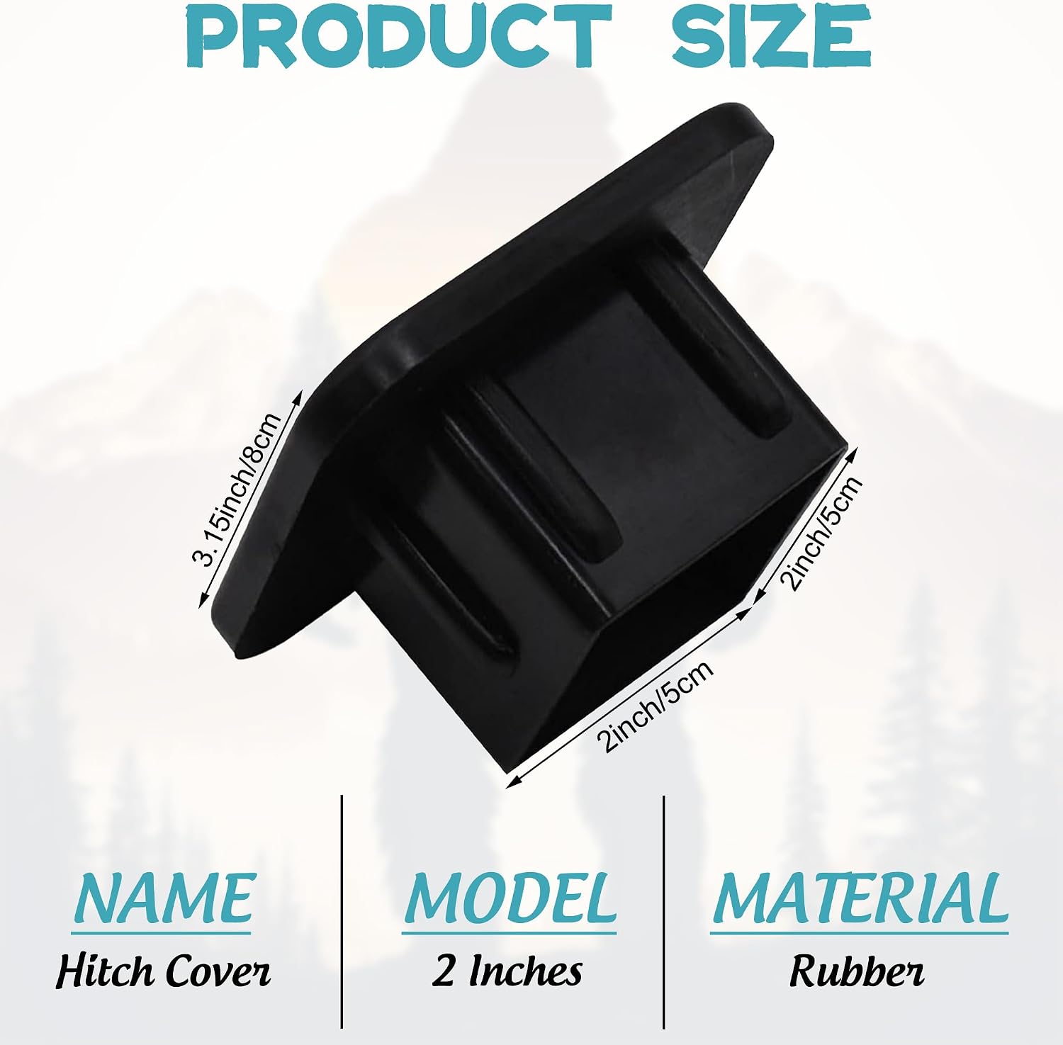 Sasquatch Hitch Cover Fits for 2 Inch Hitch Sunset Mountain Forest Trailer Hitch Cover Tube Plug Insert Car Exterior Accessories Receiver Tube Hitch Plug