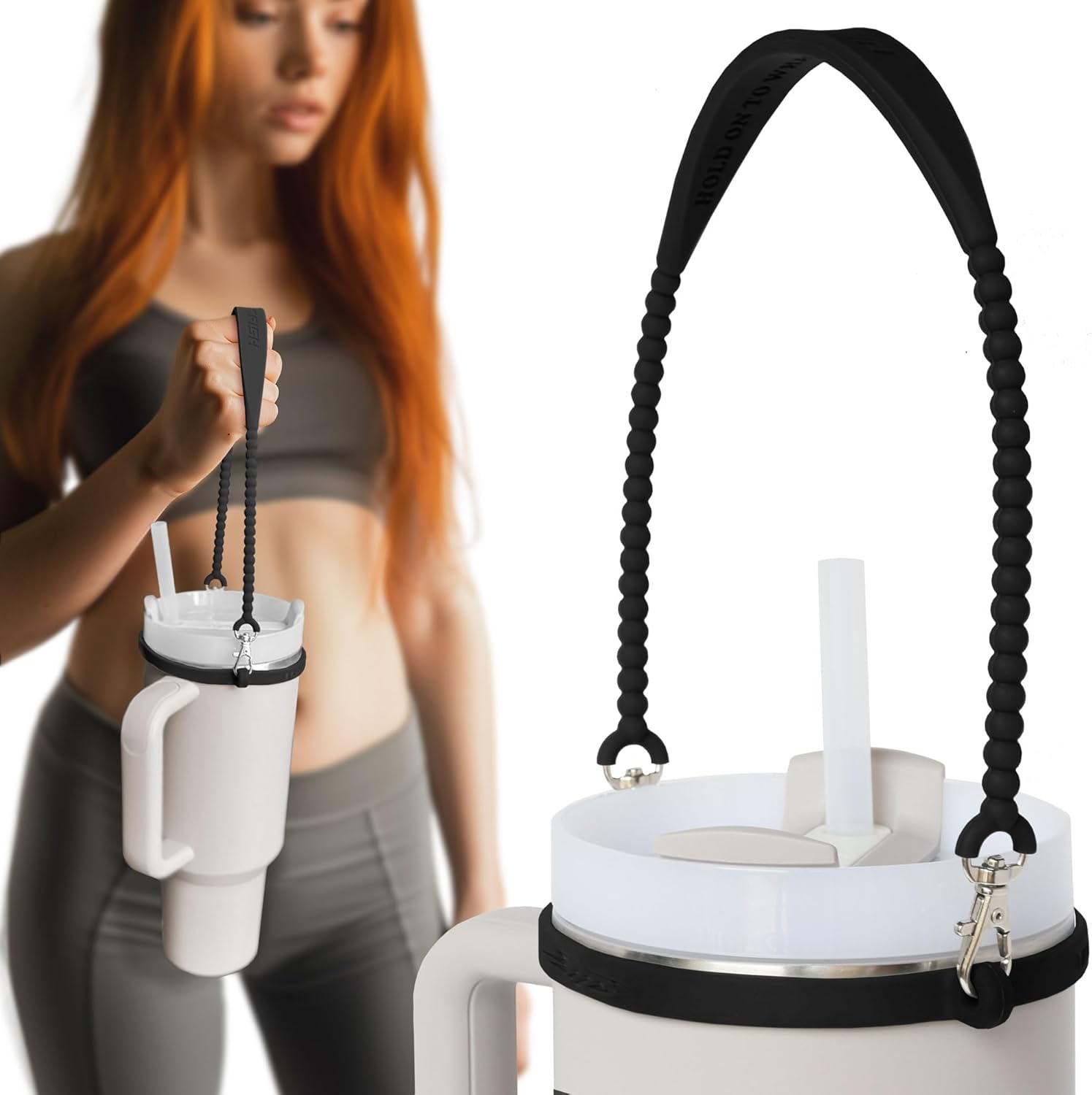 Pilotfish Water Bottle Strap - Heavy Duty Handle for Bottles | Fits Most Bottle Sizes, Dishwasher Safe, with Removable Clips