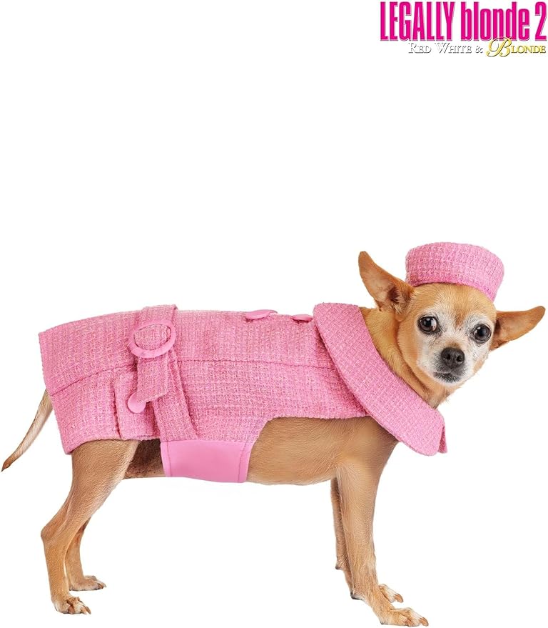 Disfraz para Perro Legally Blonde 2 Bruiser con Chaqueta y Sombrero Rosa - Talla XS miniatura 2