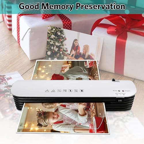 Miniatura 6 de Laminadora, máquina laminadora térmica de 9 pulgadas, 1 máquina laminadora, fotos y documentos para suministros de oficina, hogar o escuela (blanco)