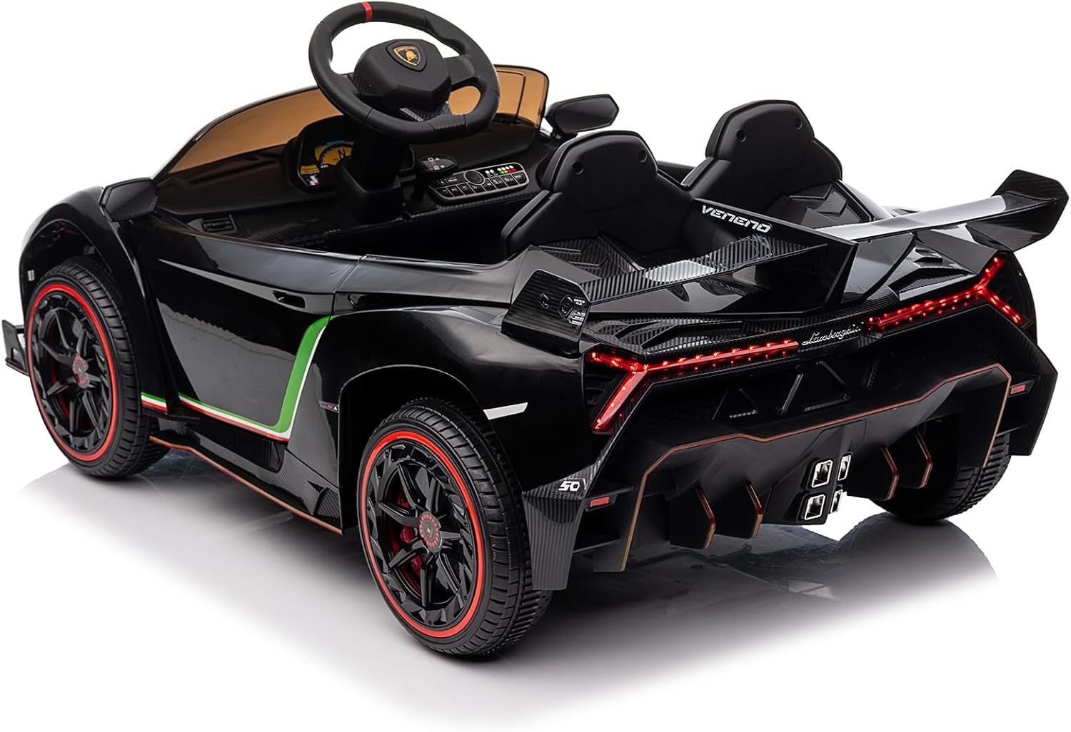 Lamborghini Poison Small Dual Drive 12V 4.5AH with 2.4G Remote Control Sports Car Electric Car (Black)