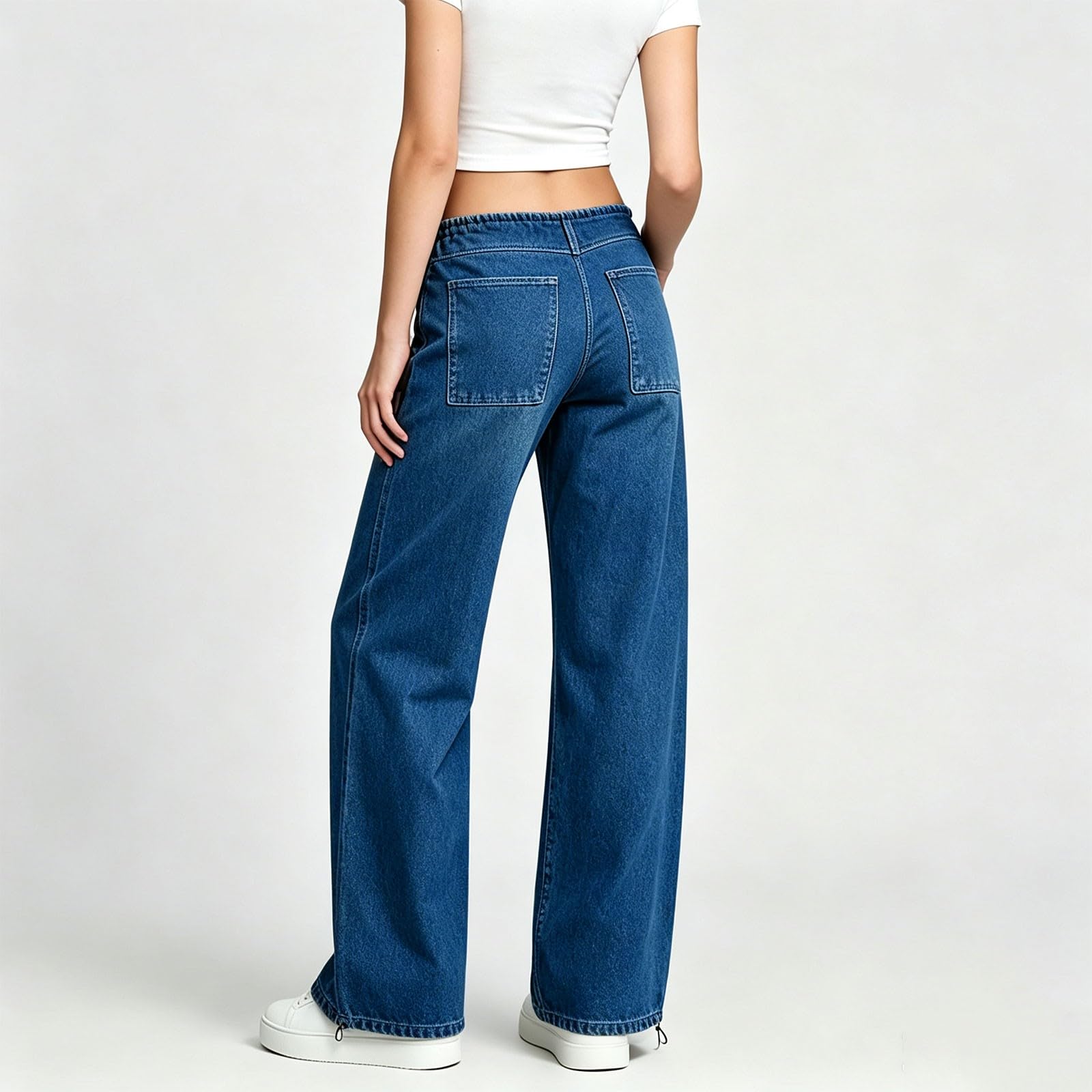 Jeans Donna Larghi Vita Alta Jeans Baggy Larghi Leggeri Pantaloni Elasticizzati Casual Gamba Larga Y2k Pantaloni Denim Vita Alta Curvy Taglie Forti Eleganti Pants Wide Leg con Tasche Hiphop