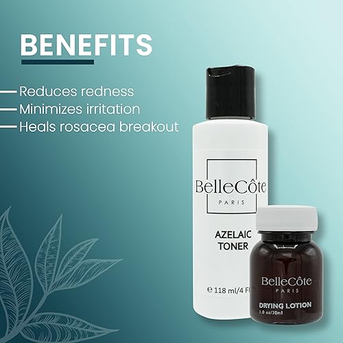 Miniatura 6 de Azelaic Toner - Loción de secado Duo - Juego de tratamiento facial para rosácea y manchas de acné quístico, alivio calmante del enrojecimiento,