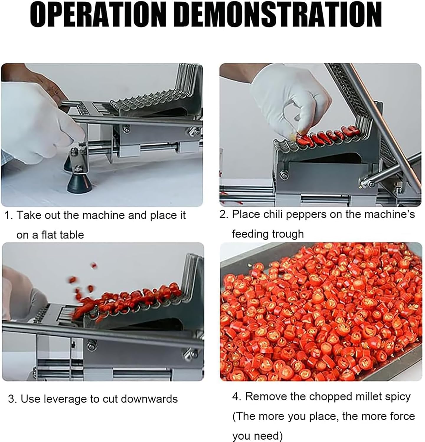 Commercial Red Pepper Chopper, Stainless Steel Red Pepper Chopper Machine, with 240mm Length Blade, Effective Cutting Distance 110mm, Thickness 5mm, for Home,