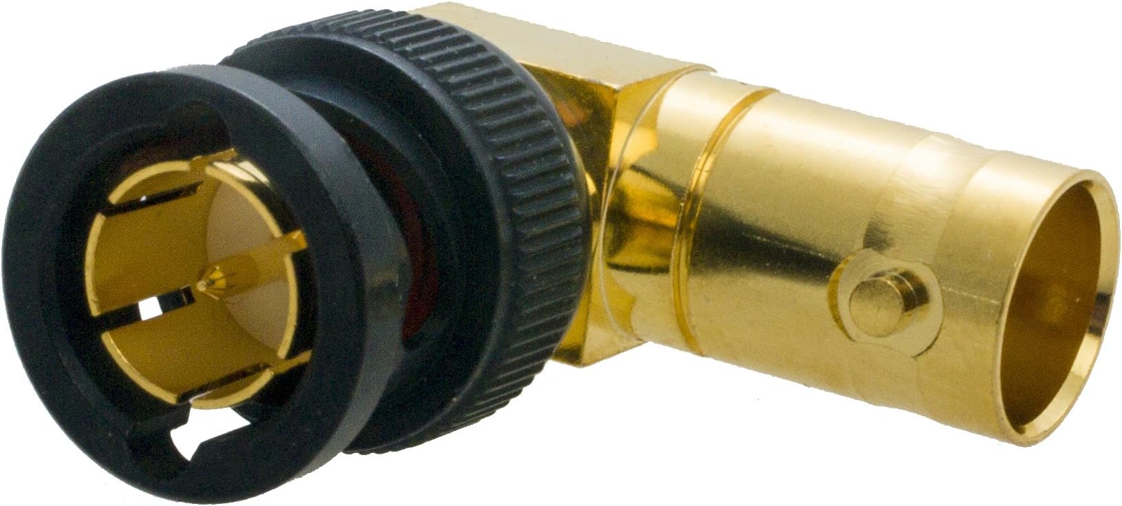 12G BNC Right Angle Plug to Jack Adaptor, True 75 Ohm