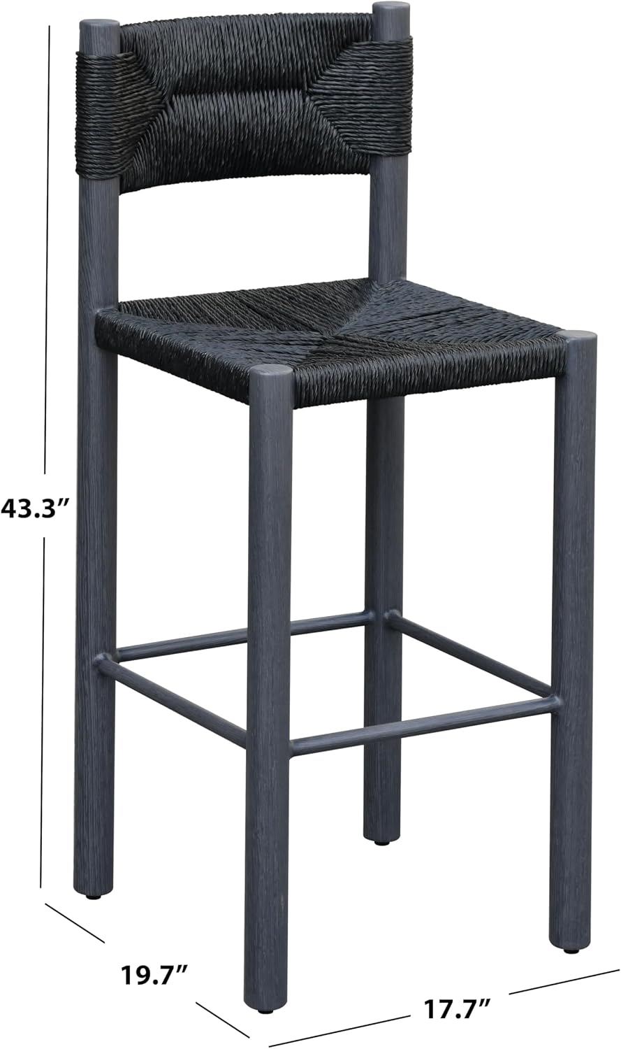 SAFAVIEH Couture Outdoor Patio Furniture Collection - Romona Tropical Bar Stool Set of 2, Black Woven Rattan Design, 30-Inch, Fully Assembled (CPT4001A)