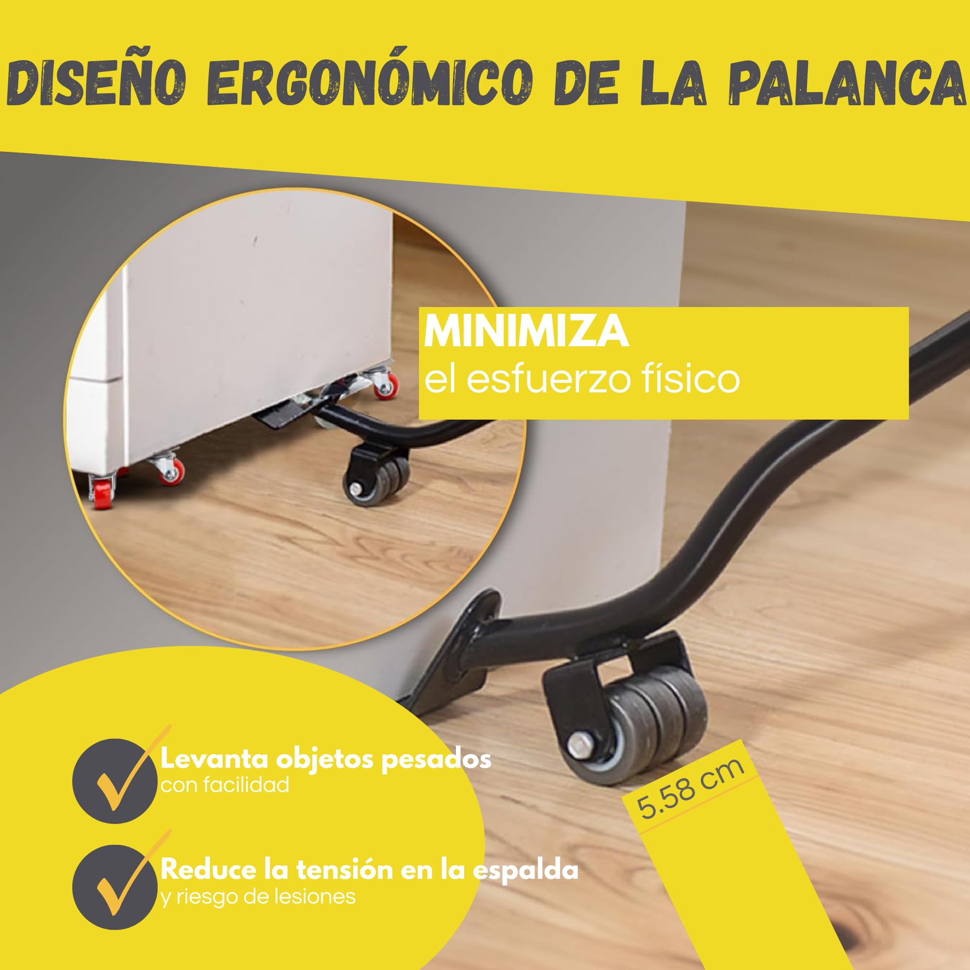 Elevador de Muebles con Ruedas Giratorias 360º Kit Transportador para Mover Muebles Pesados en Casa, Sofás, Lavadoras y Frigoríficos |Mueve Muebles de hasta 1200kg|