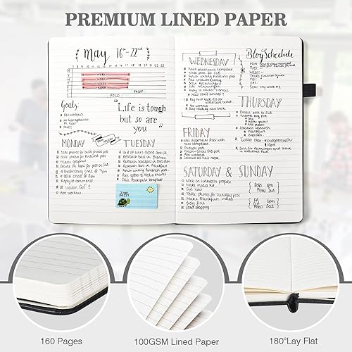 Miniatura 2 de Paquete de 6 cuadernos de trabajo con 6 bolígrafos, cuadernos de tapa dura A5, cuadernos de negocios a granel, cuadernos de rayas universitarias