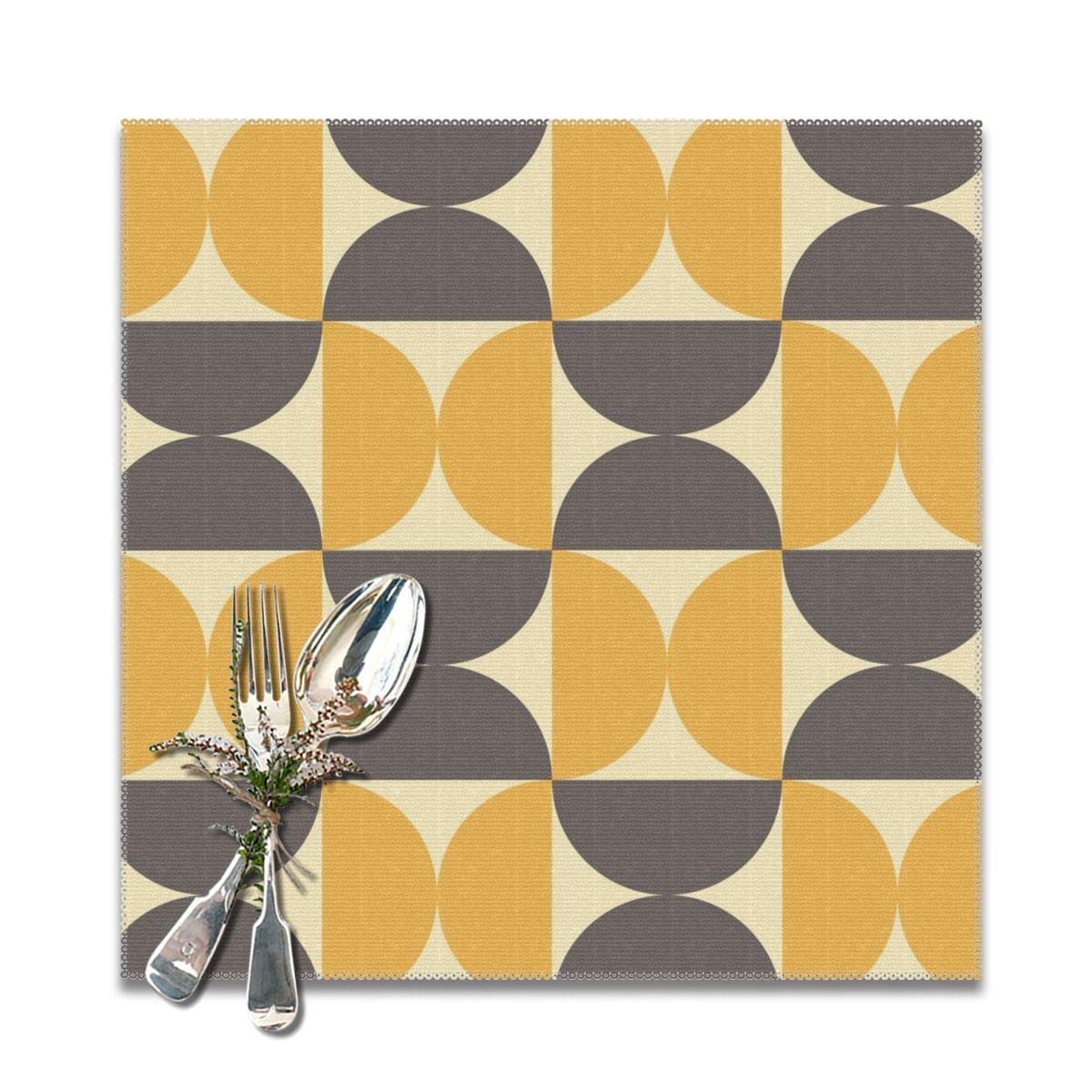 Fimaliy Geometric Mid Century Modern Style Table Placemats for Dining Table,Washable Table Mats Heat-Resistant(12X12 Inch) Set of 6