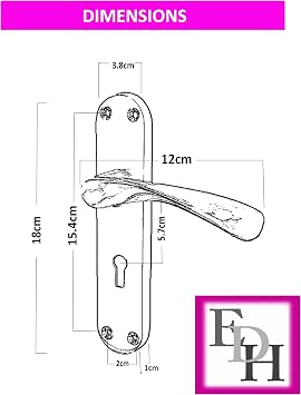 Internal Polished Chrome Twist Door Handle Set, Interior Lock Lever on Long Back Plate, Door Handle Latch, Privacy Lockable Handle for Bathroom, Bedroom, Front Door