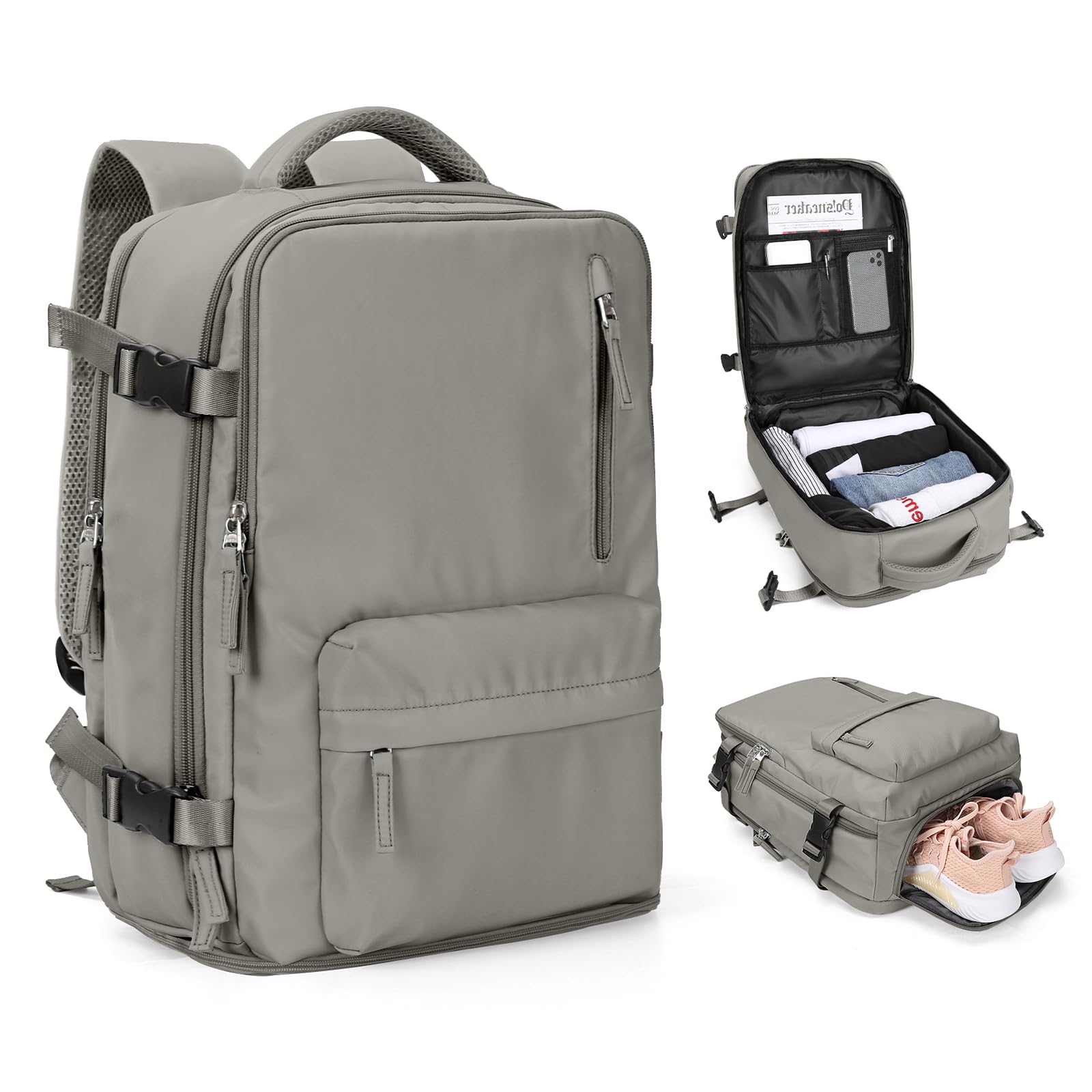 SZLX Vacuum Backpack Large Travel Backpack Cabin Size 40x30x20 Ryanair for Women Men Easyjet Underseat Hand Luggage Bag Carry on Cabin Size Flight Rucksack Fit 14 Inch Laptop with Shoe Compartment