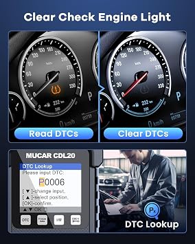 MUCAR CDL20 Universal OBD2 Scanner, Check Engine Car Code Reader with Full OBD2 Functions, Vehicle Info/MIL/EVAP/Freeze Frame/DTC Library, Diagnostic Scan Tool for All OBD II & EOBD Cars After 1996